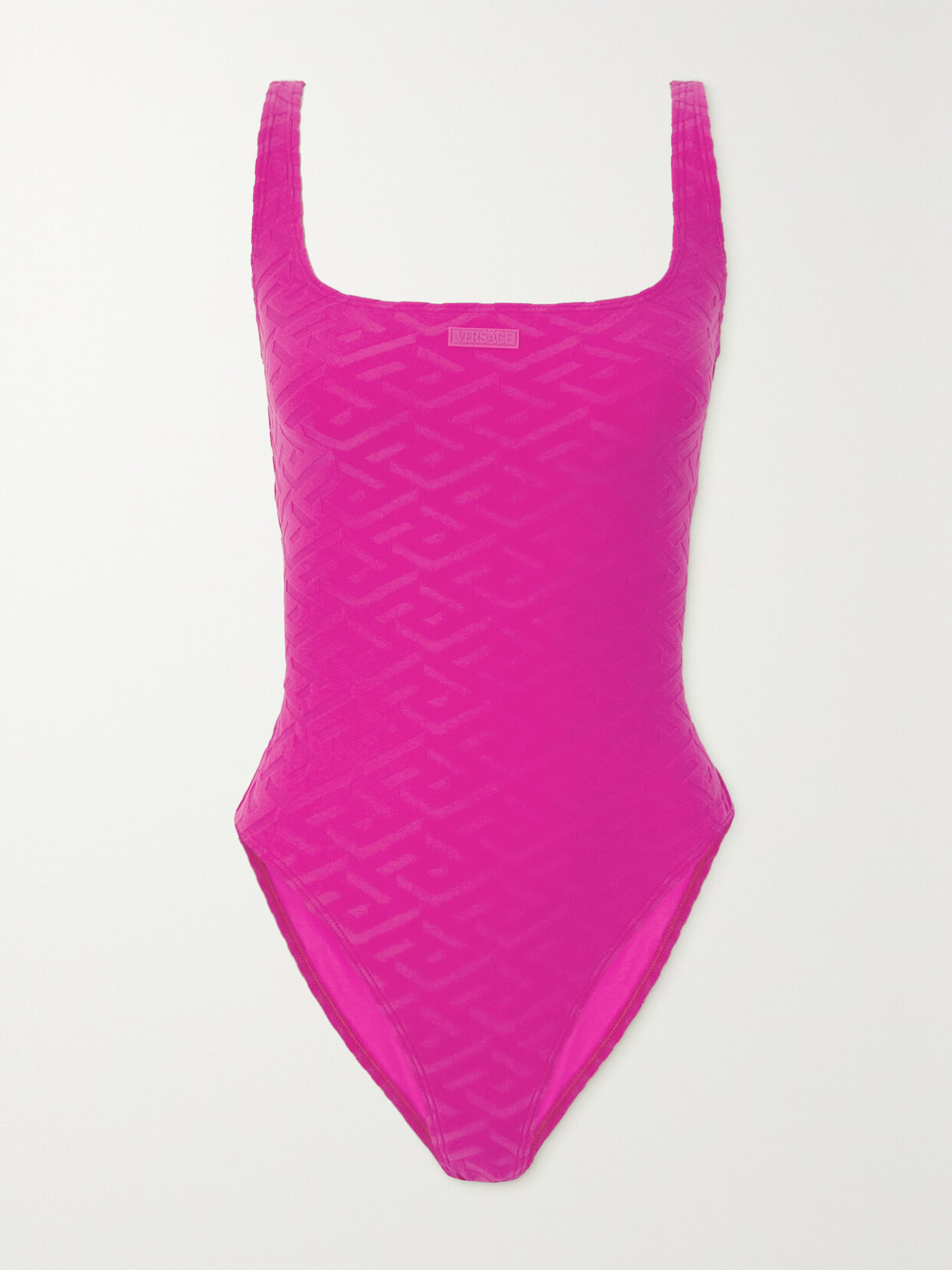 Versace - La Greca Embossed Stretch-terry Swimsuit - Pink