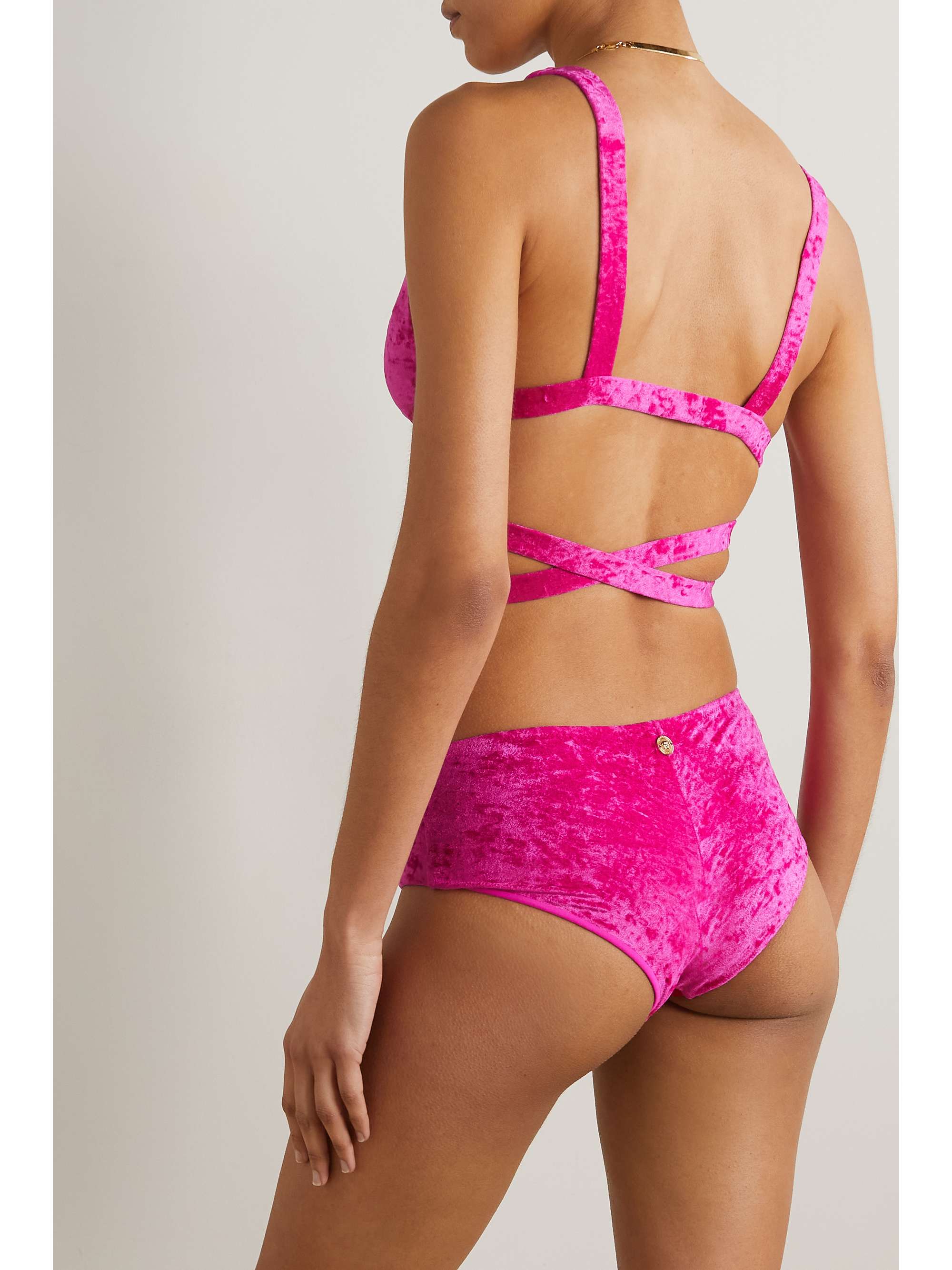 VERSACE Twisted stretch-velvet bikini briefs