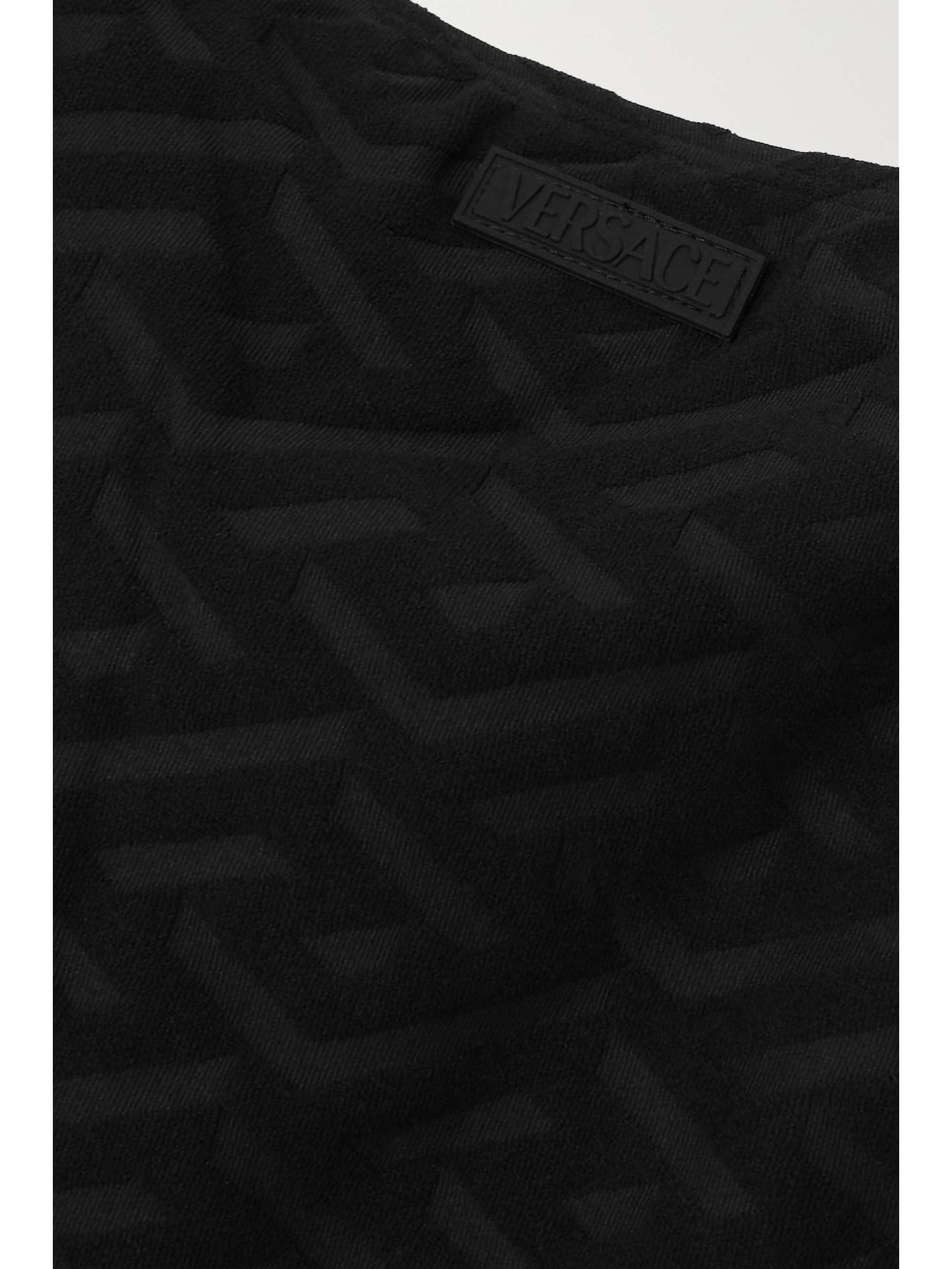 VERSACE La Greca embossed stretch-terry swimsuit