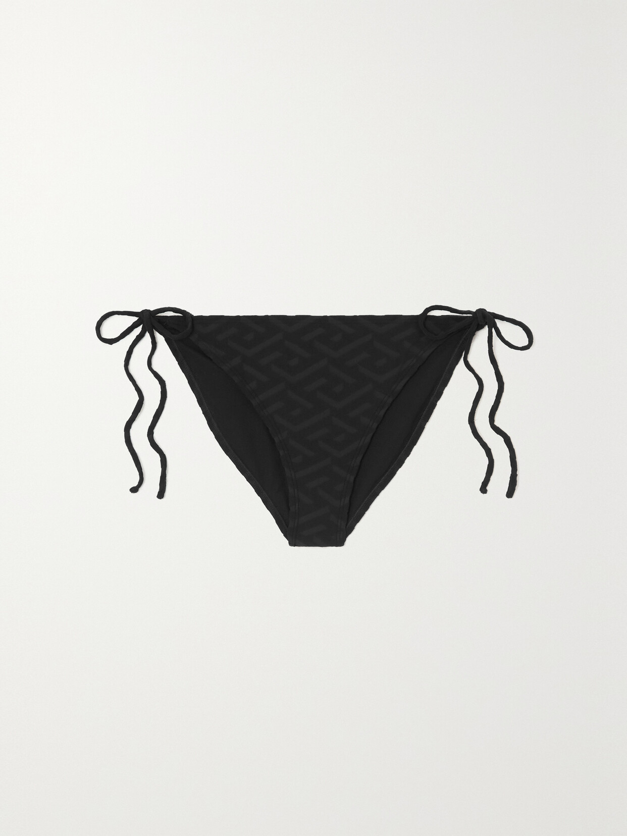 Versace - La Greca Stretch-terry Jacquard Bikini Bottoms - Black