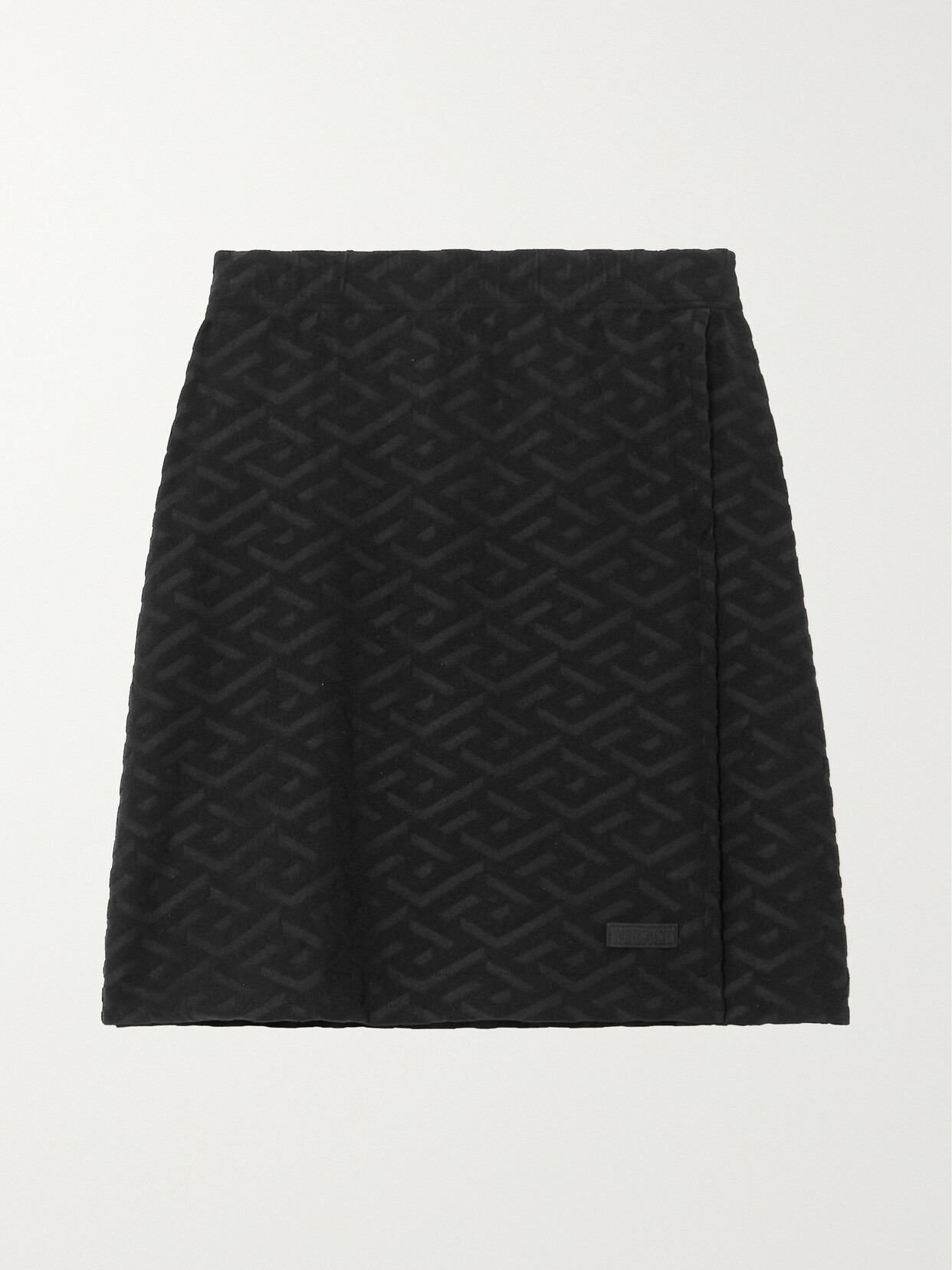 Versace - La Greca Embossed Stretch-terry Mini Skirt - Black