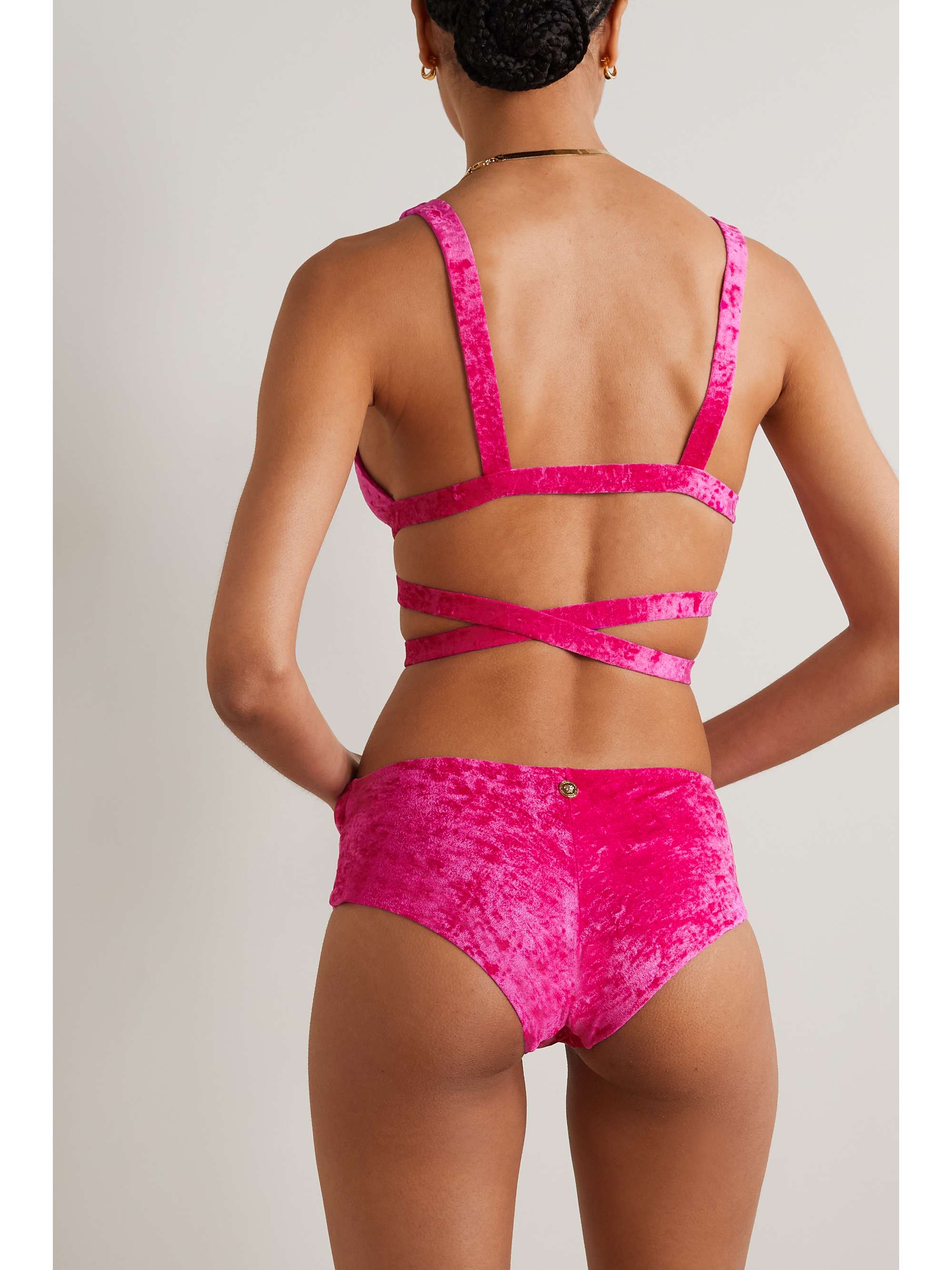 VERSACE Medusa Biggie stretch-velvet bikini top