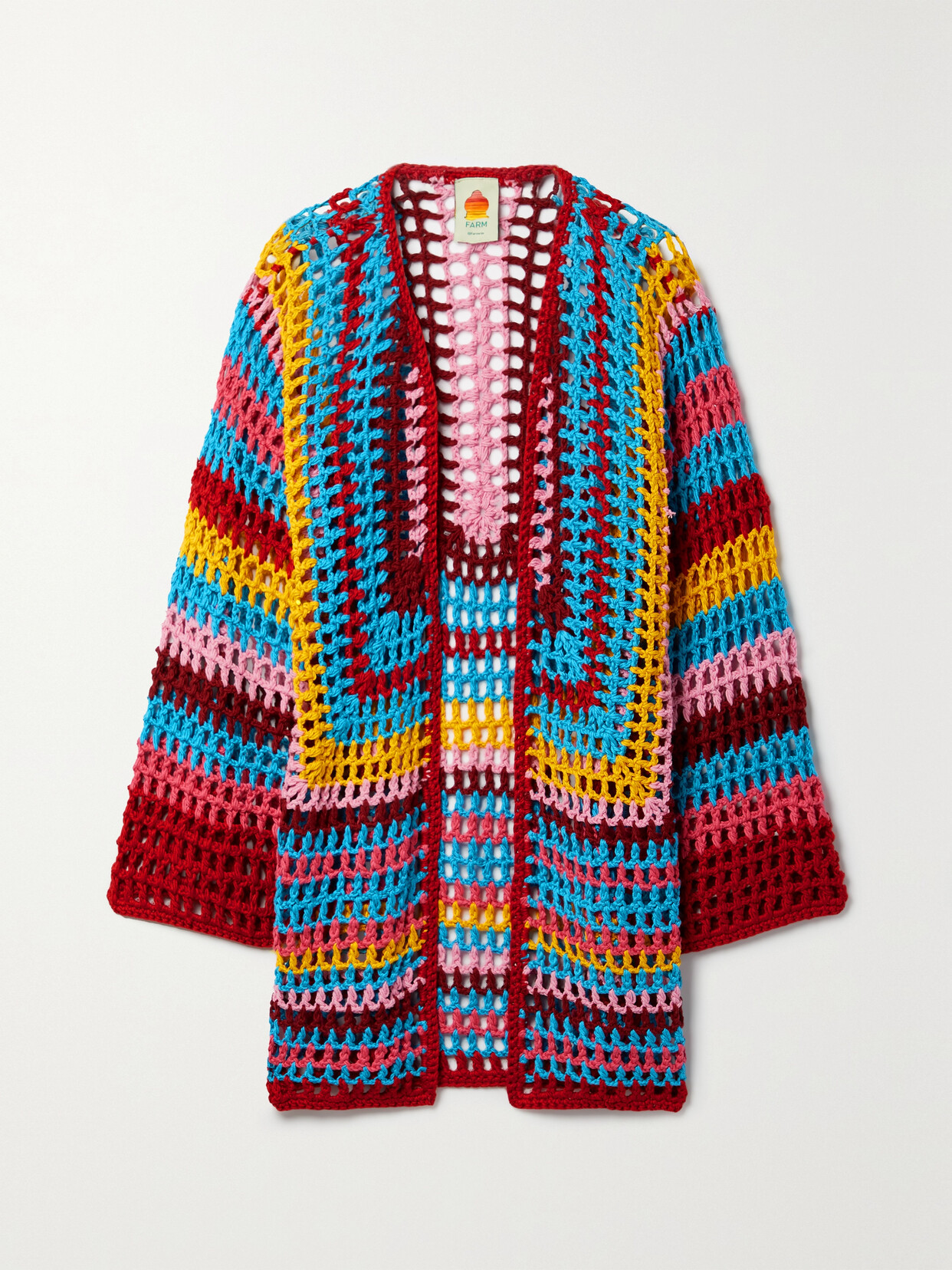 Farm Rio - Crocheted Cotton-blend Cardigan - Red