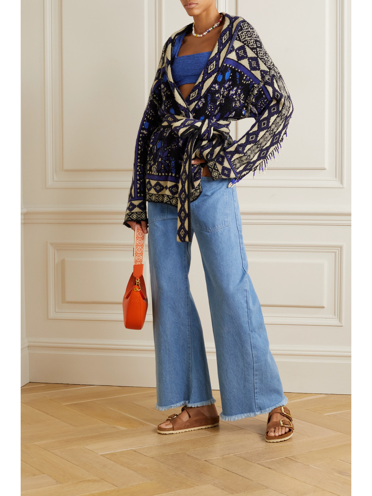 Farm Rio Beaded Jacquard-knit Cardigan In Black | ModeSens
