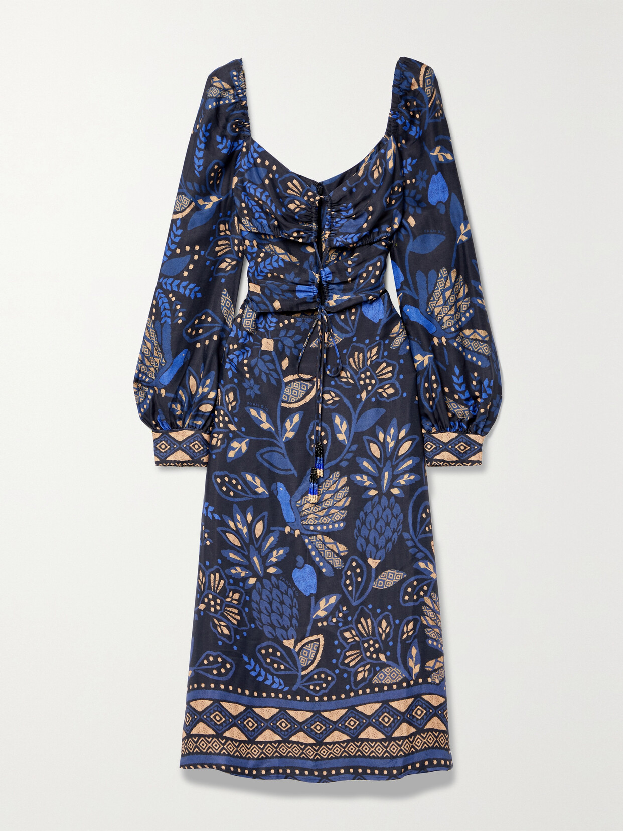 Farm Rio Cutout Printed Georgette Midi Dress - Blue