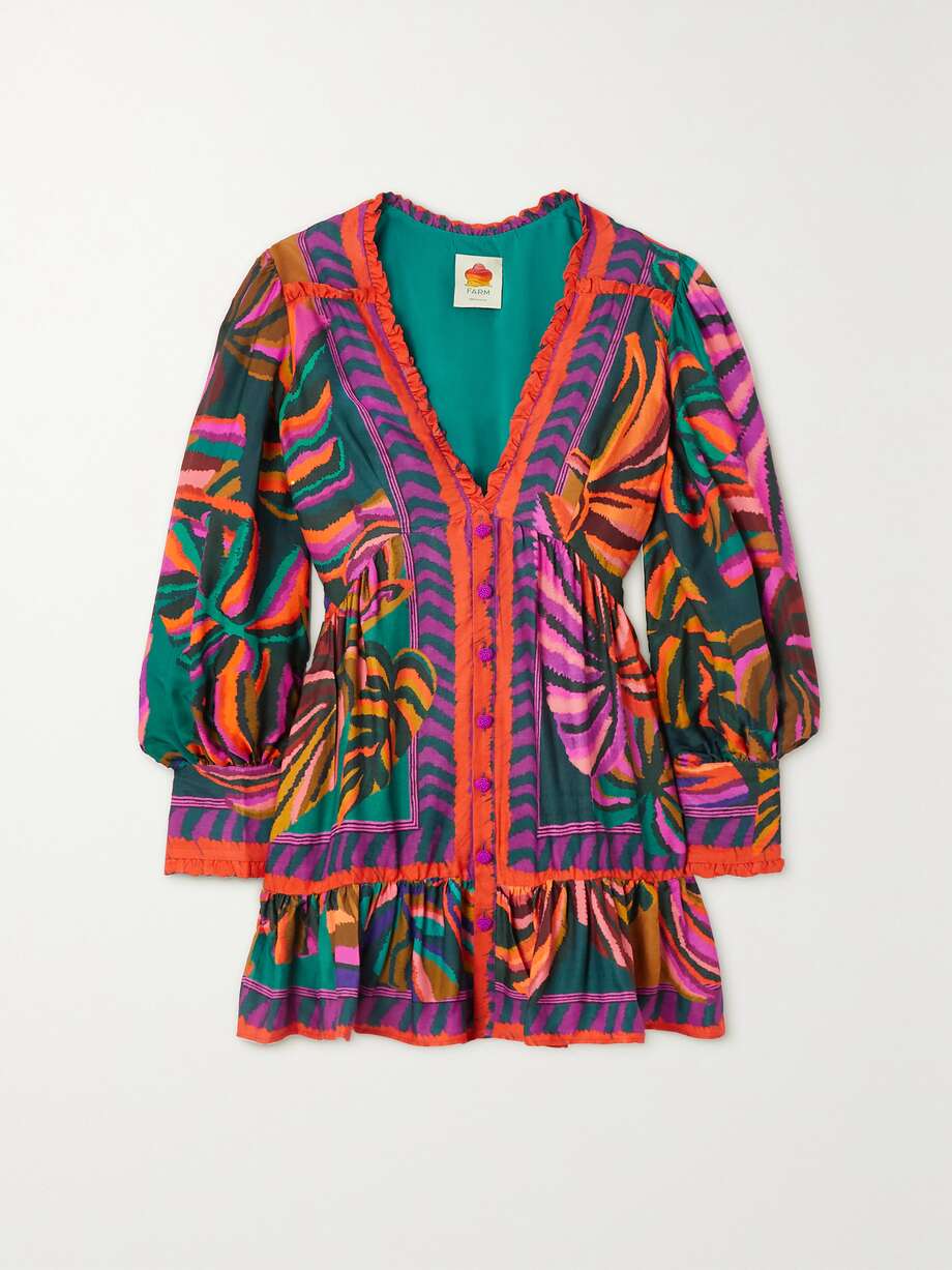 net-a-porter.com | Embellished printed crepe mini dress