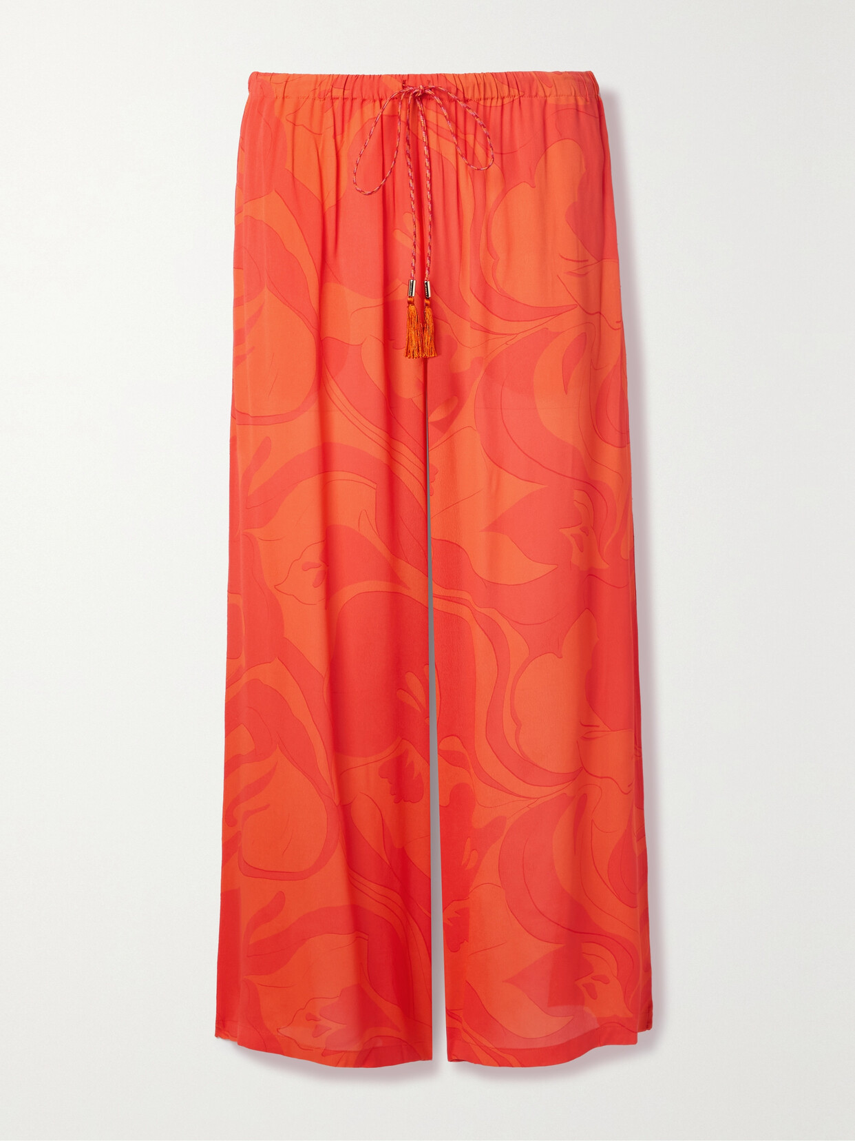 Etro - Cropped Printed Crepe Wide-leg Pants - Orange