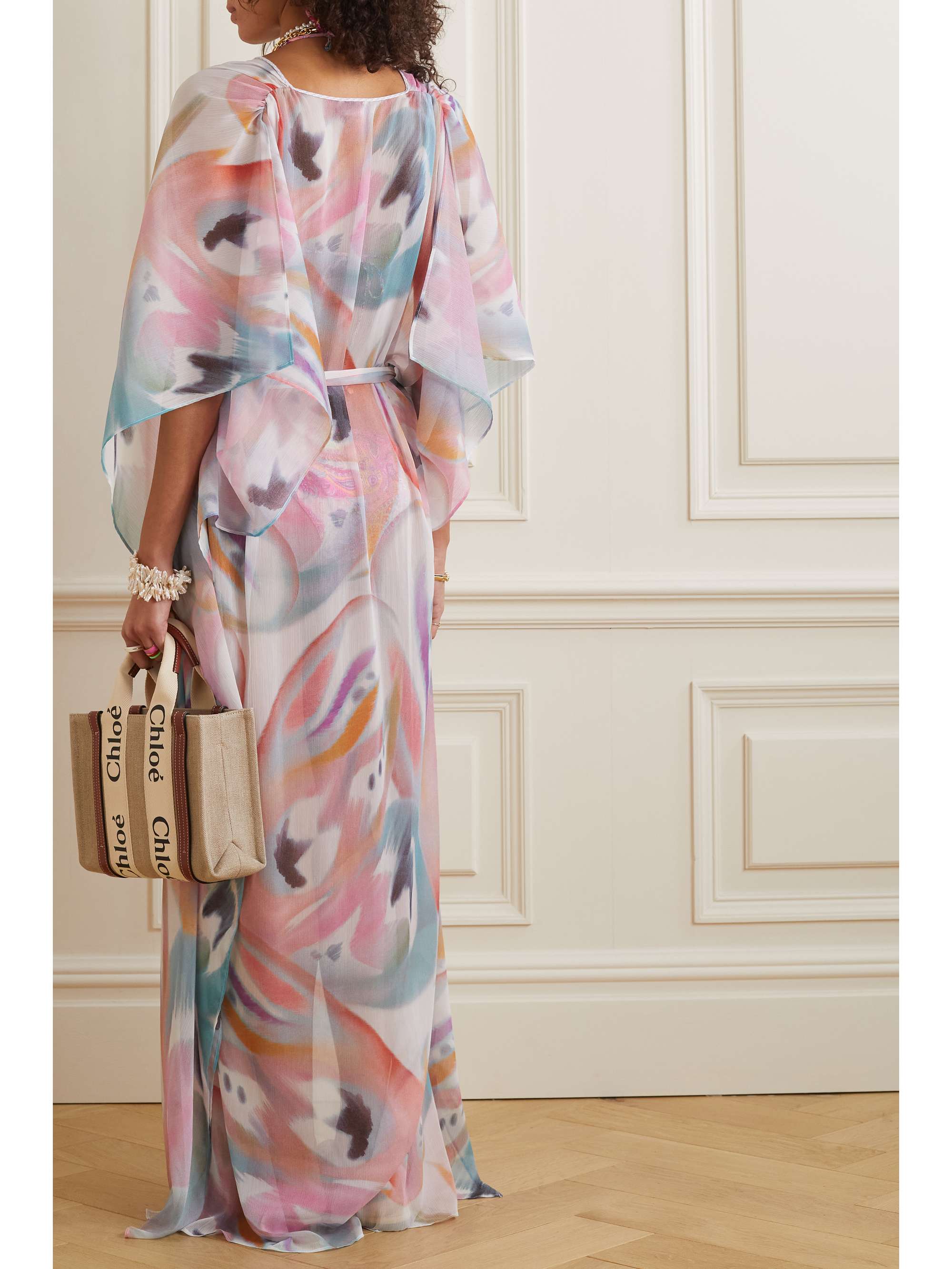 ETRO Belted printed voile maxi dress