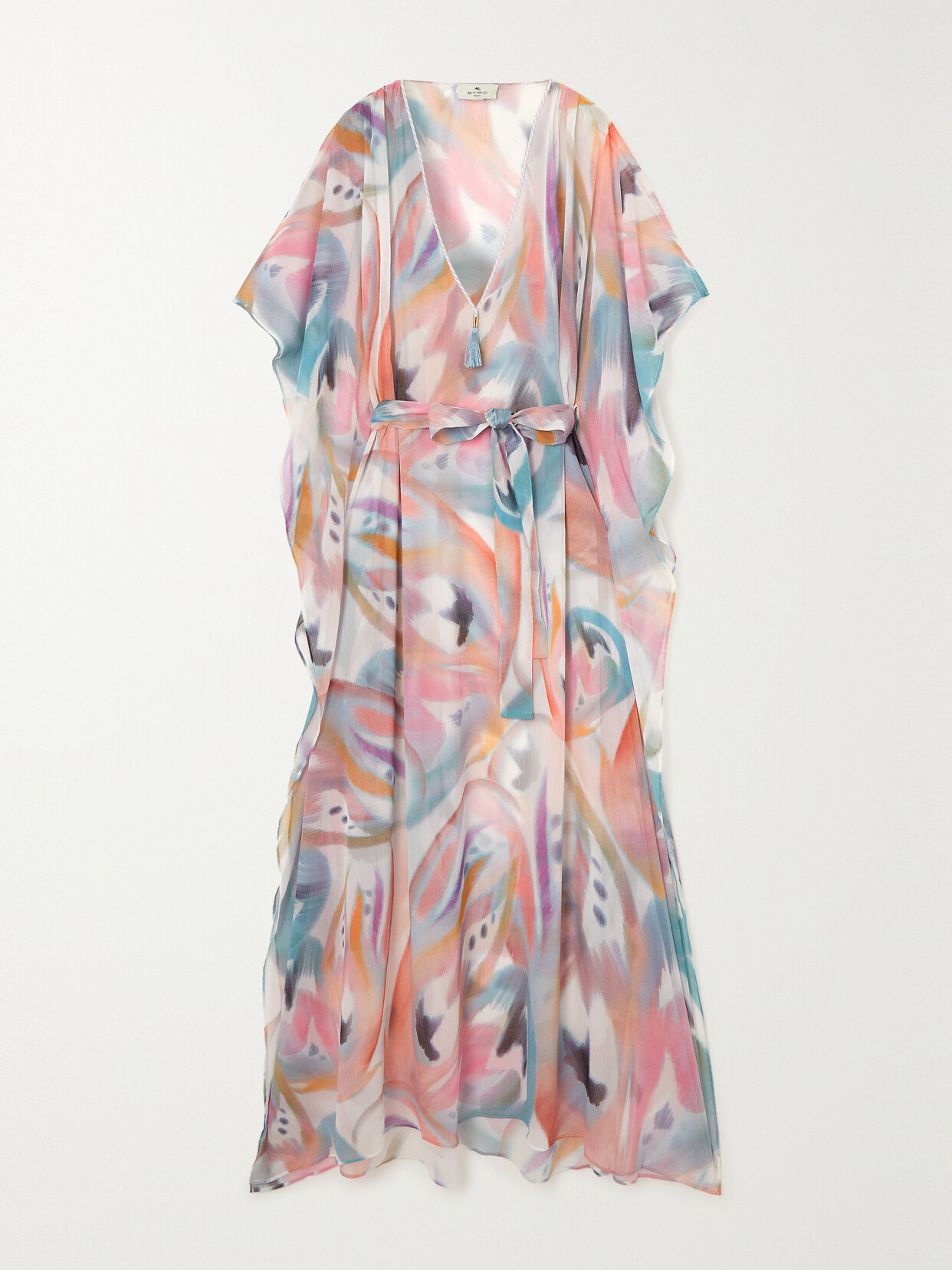 Etro - Belted Printed Voile Maxi Dress - White