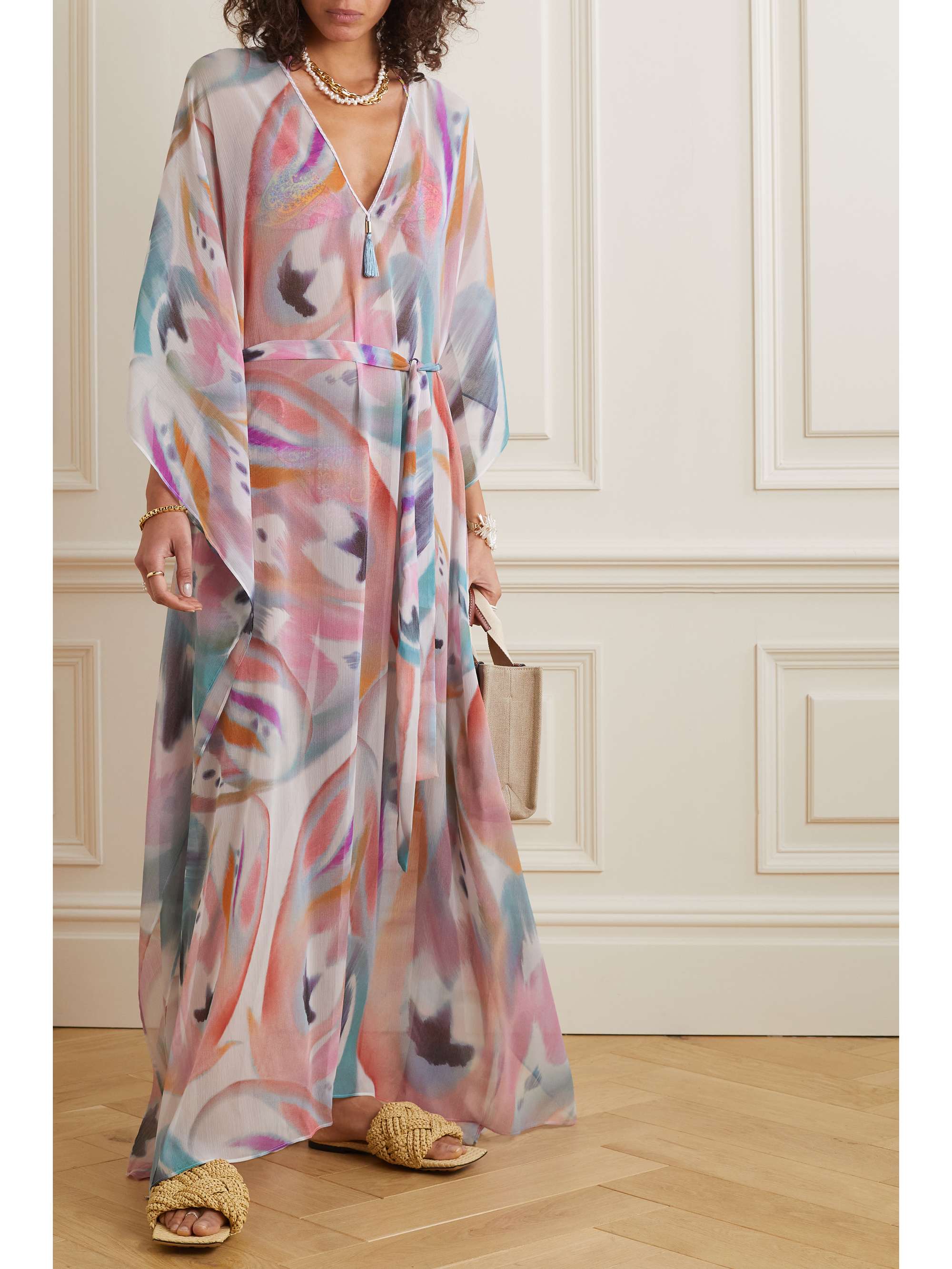 ETRO Belted printed voile maxi dress