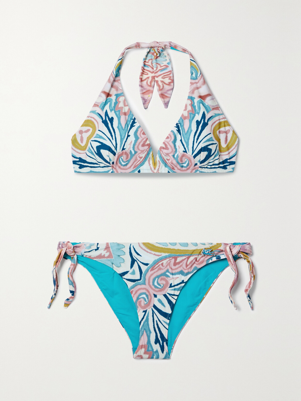 Etro - Printed Halterneck Bikini - Blue