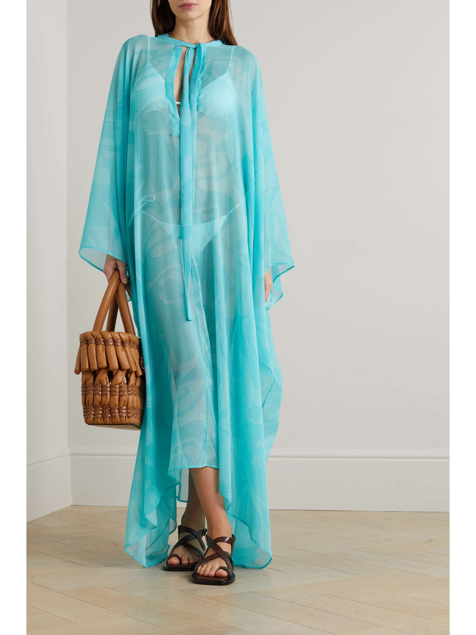 ETRO Pussy-bow printed crepon kaftan