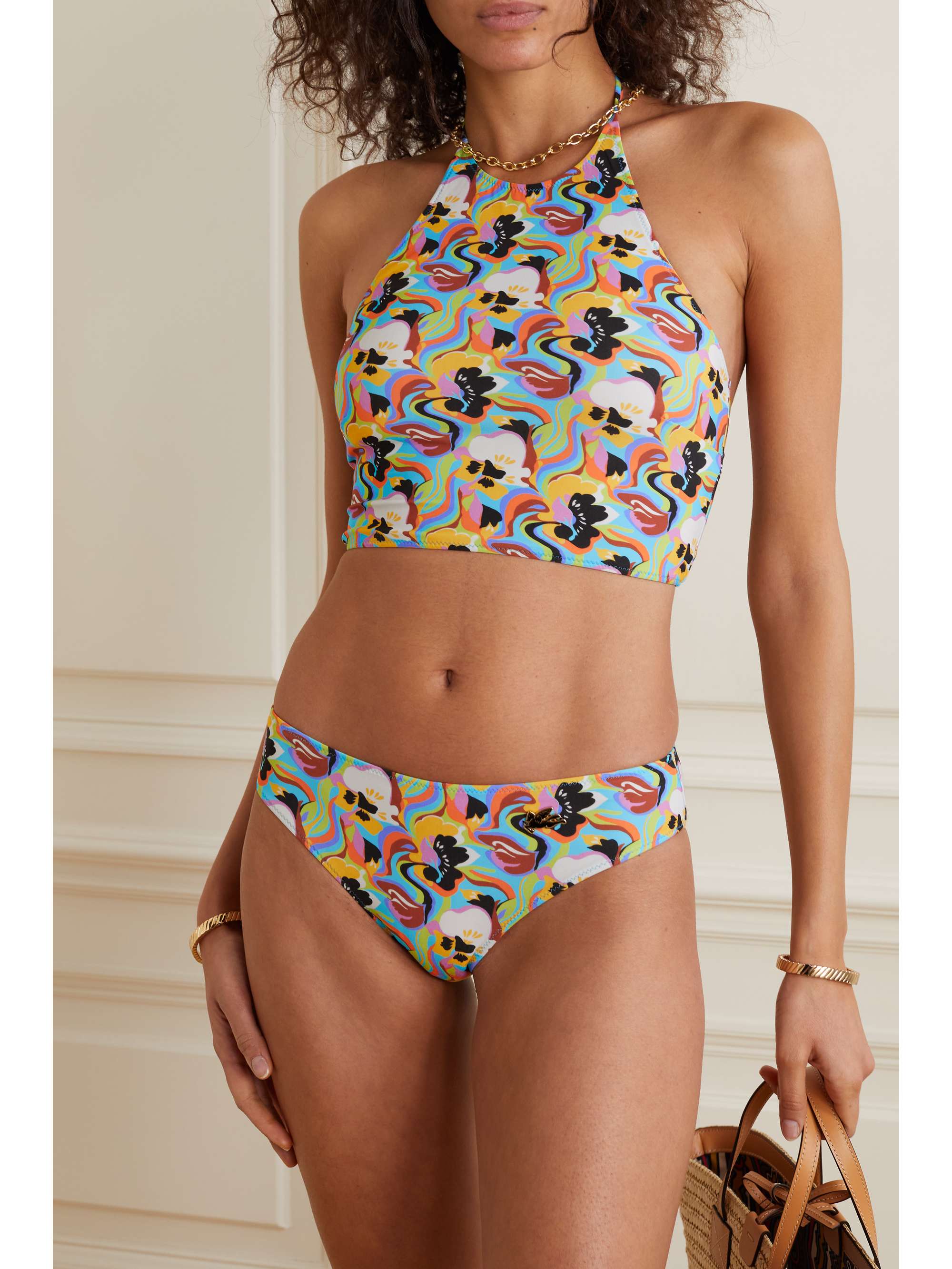 ETRO Floral-print halterneck bikini