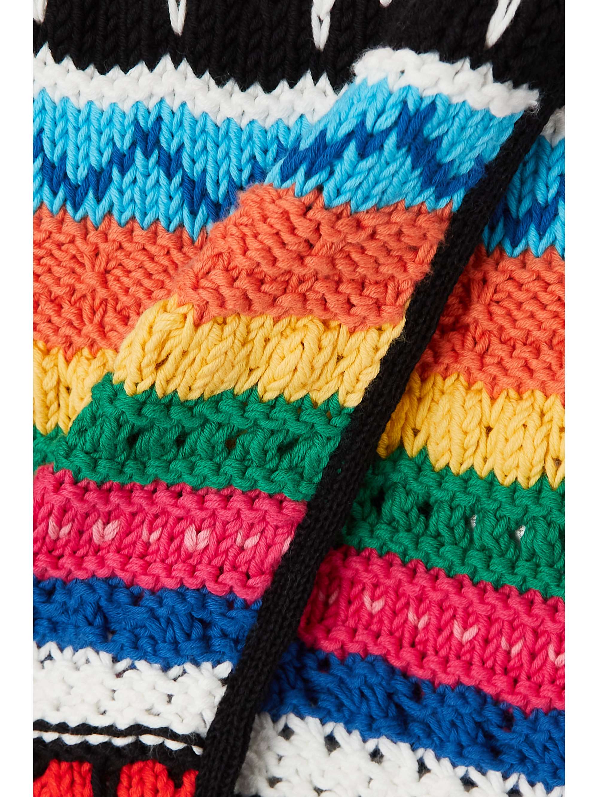 ALANUI Over The Horizon striped crocheted cotton mini wrap skirt