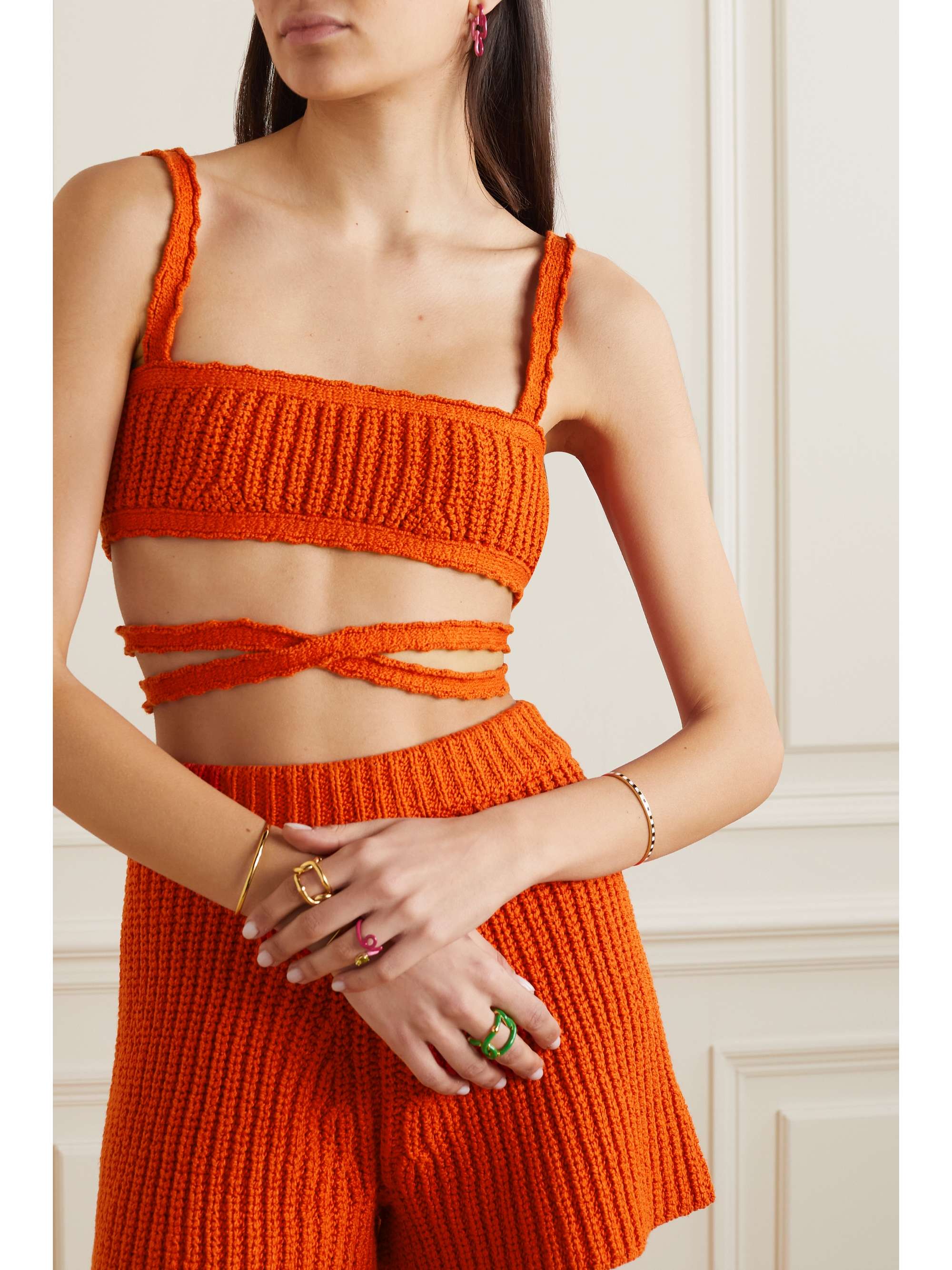 ALANUI Palm Springs tie-detailed crochet-cotton bralette