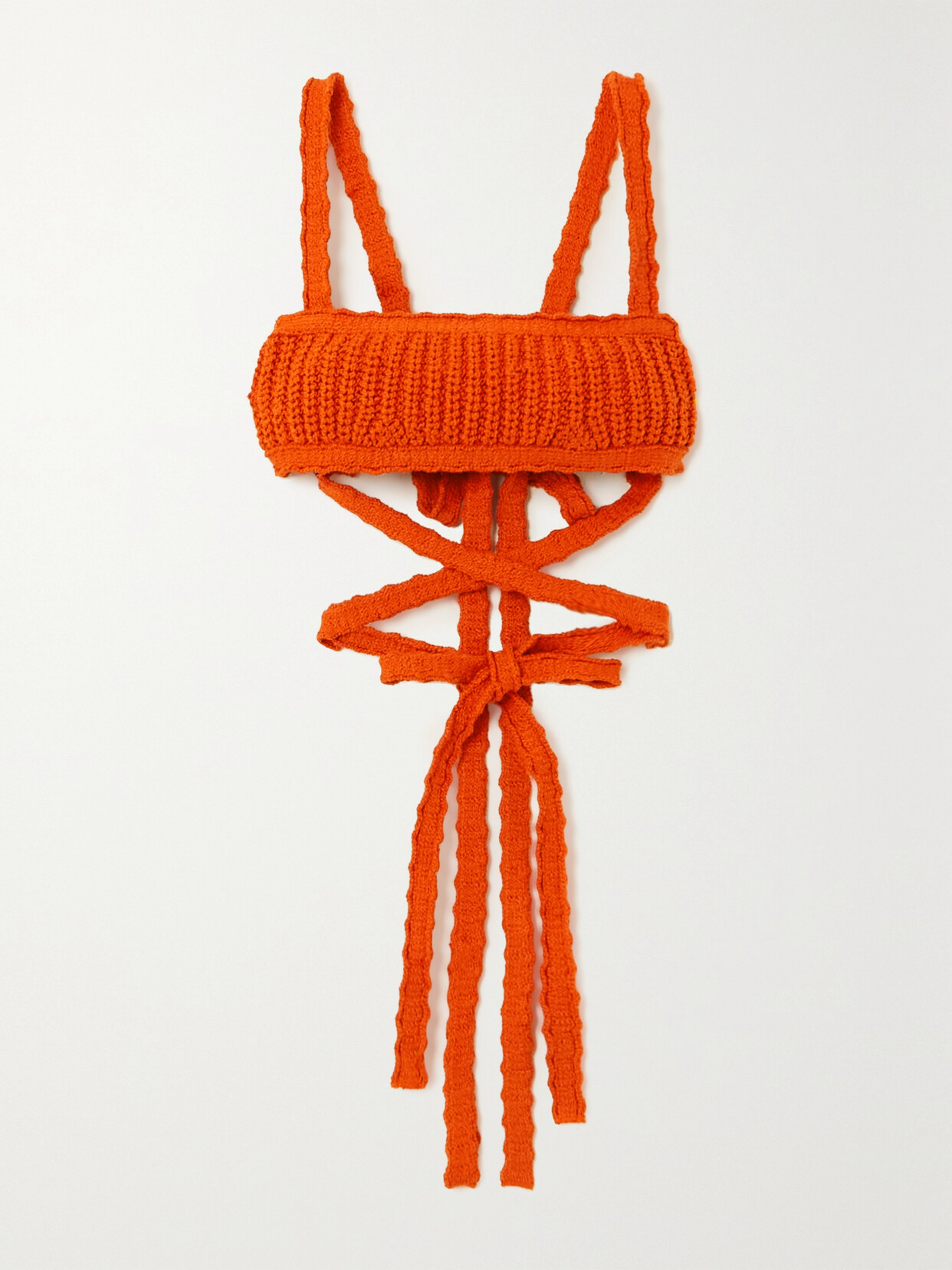 Alanui Caribbean Vibes Ribbed Cotton Bralette In Orange