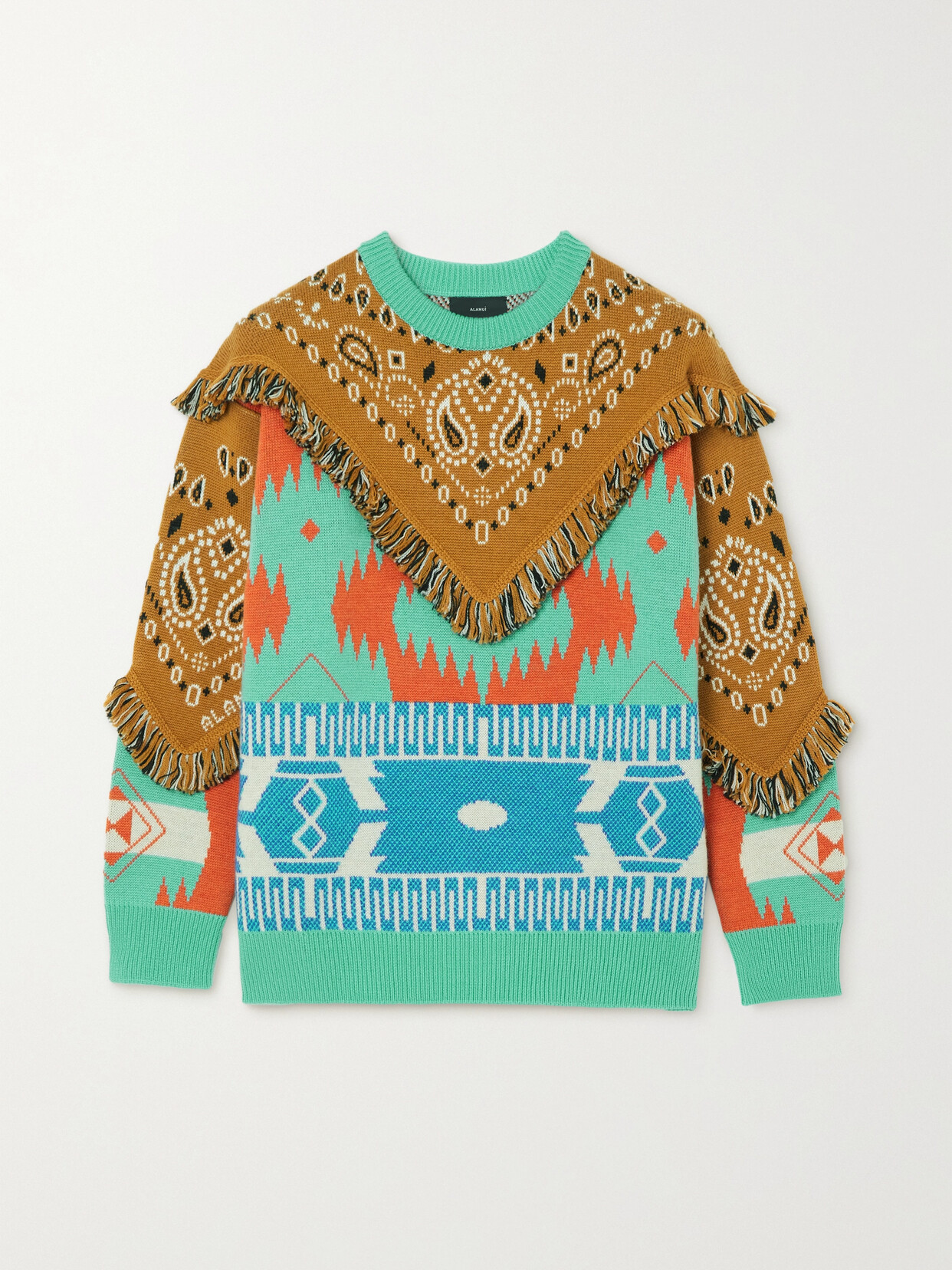 Alanui - Icon Fringed Jacquard-knit Wool Sweater - Blue