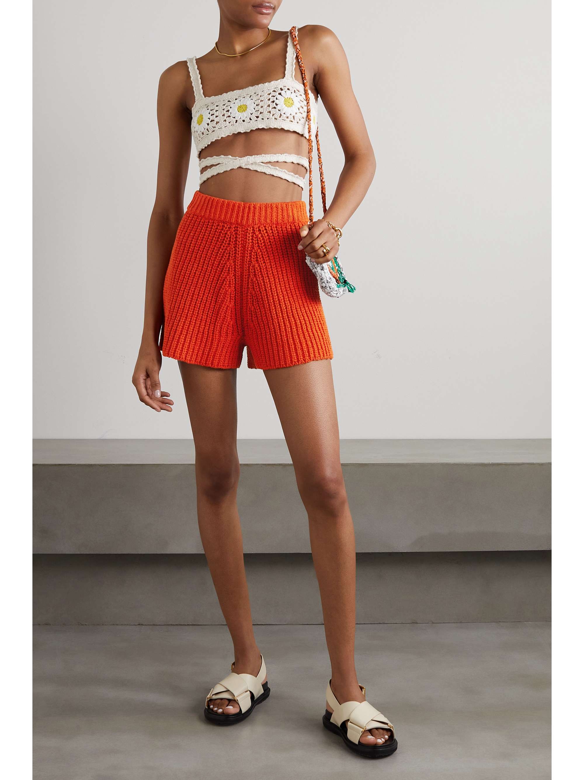 ALANUI Palm Springs ribbed cotton shorts