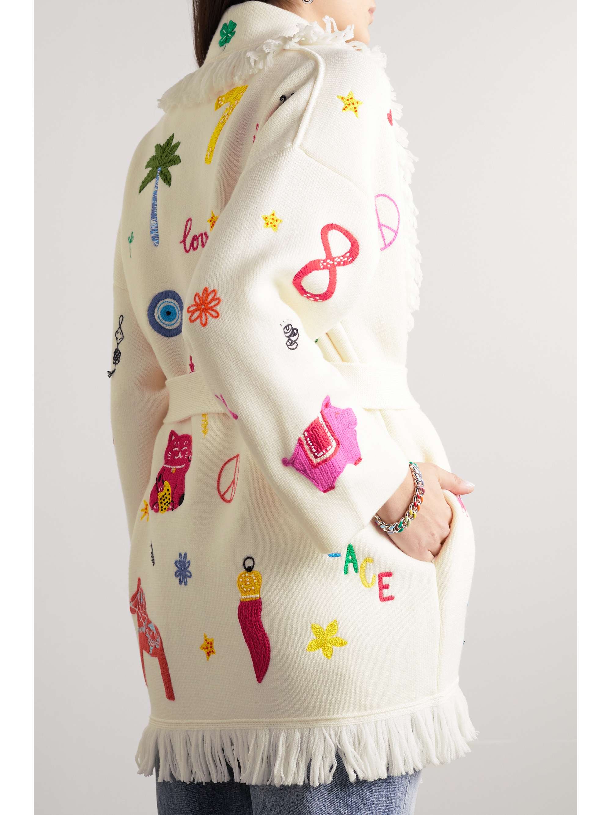 ALANUI Lucky Charm fringed embroidered wool cardigan