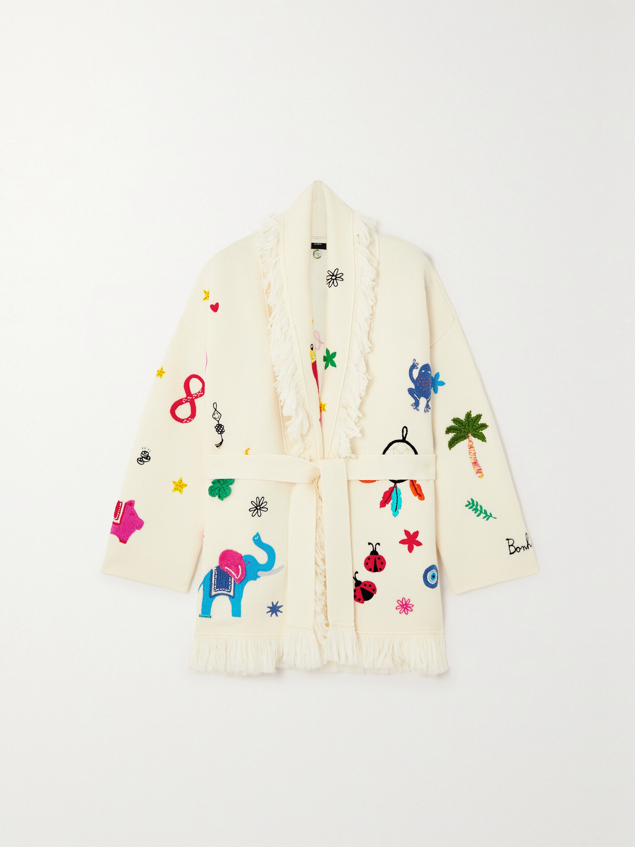 Alanui - Lucky Charm Fringed Embroidered Wool Cardigan - White