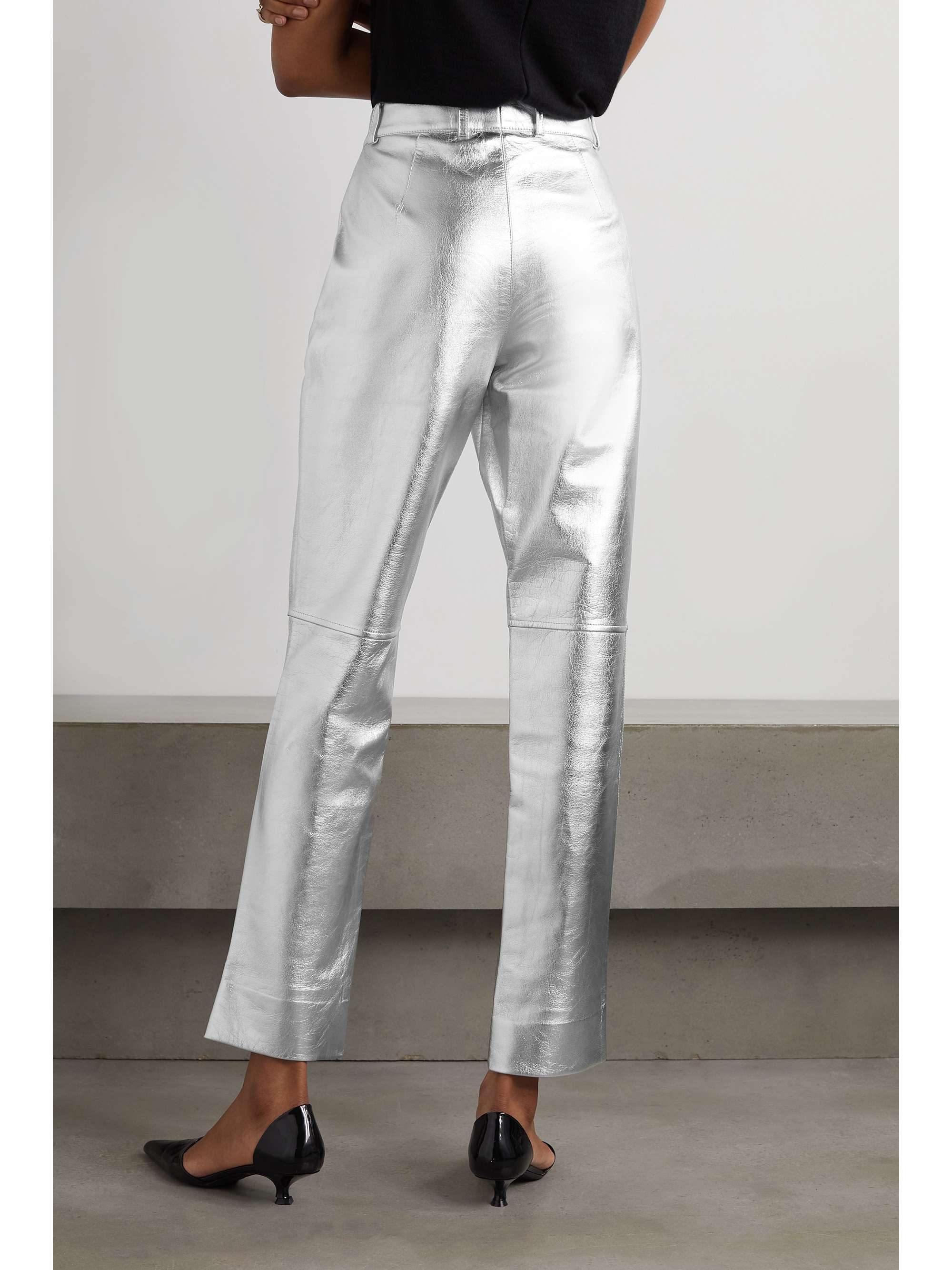 BOUGUESSA Charlotte metallic leather straight-leg pants
