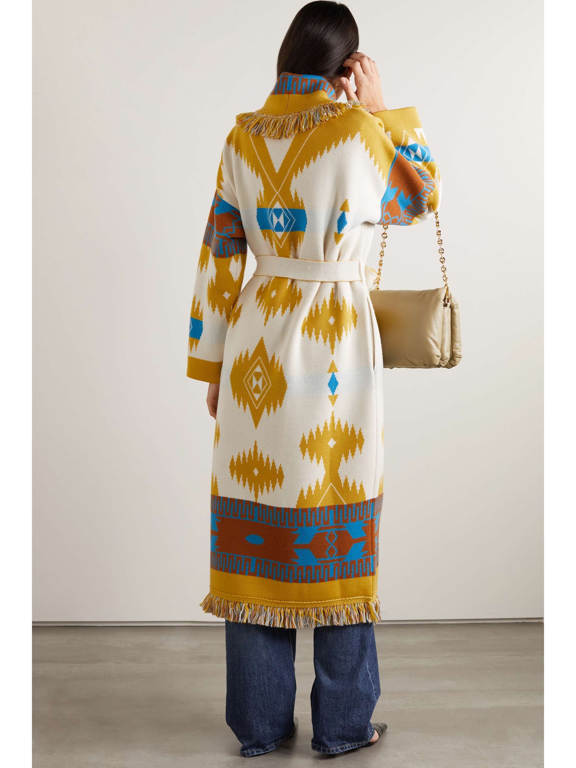 ALANUI Icon belted fringed wool-jacquard coat