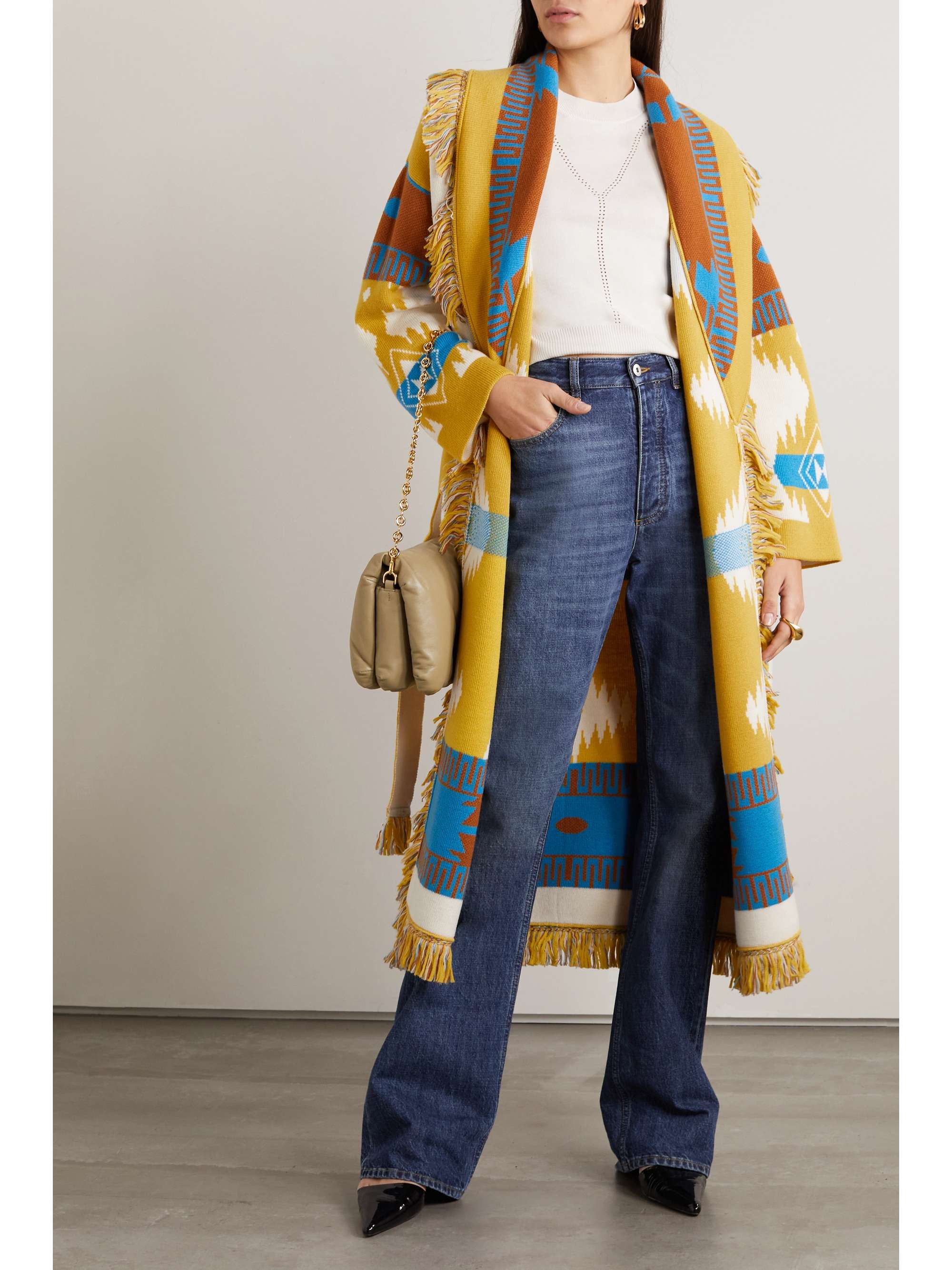 ALANUI Icon belted fringed wool-jacquard coat