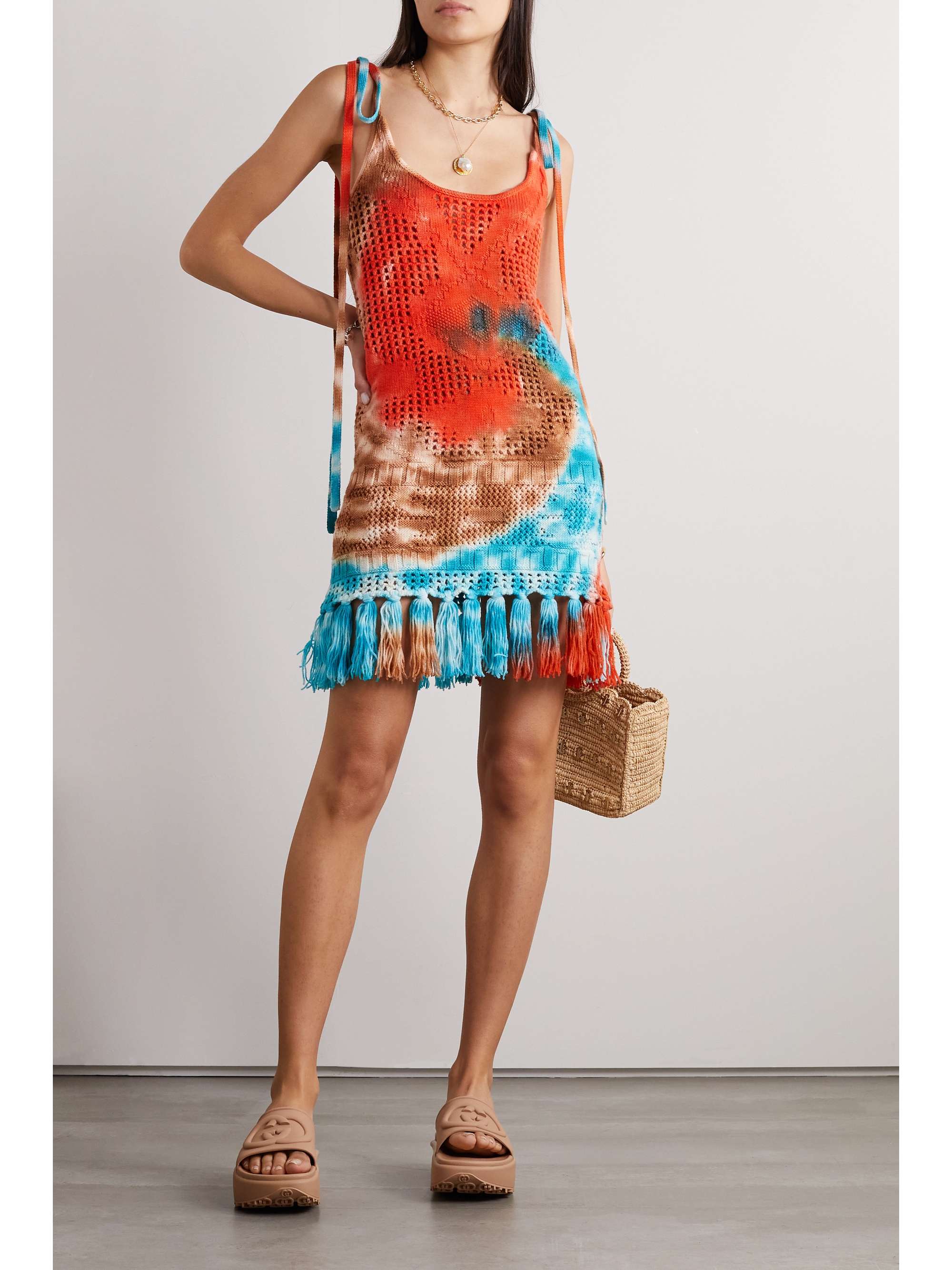 ALANUI California Dreaming Net tasseled tie-dyed wool mini dress