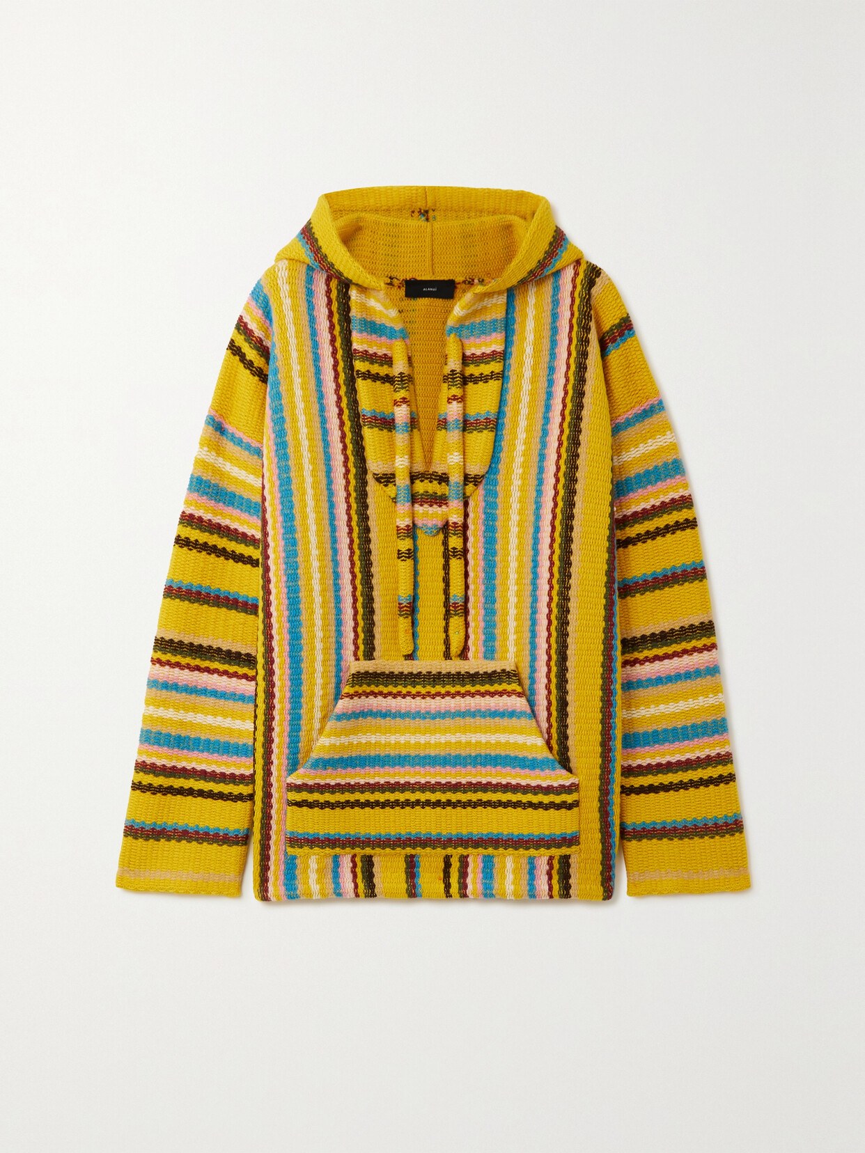 Alanui - Follow Your Nature Striped Knitted Merino Wool-jacquard Poncho - Yellow