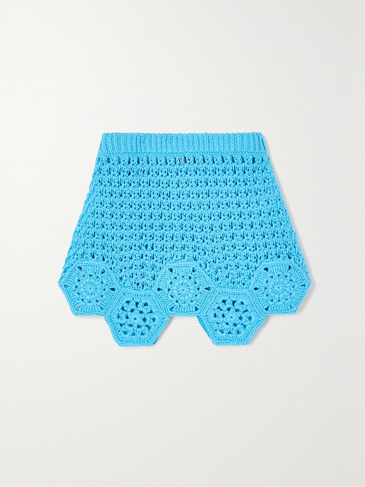 Alanui - Blooming Flowers Crocheted Cotton Mini Skirt - Blue