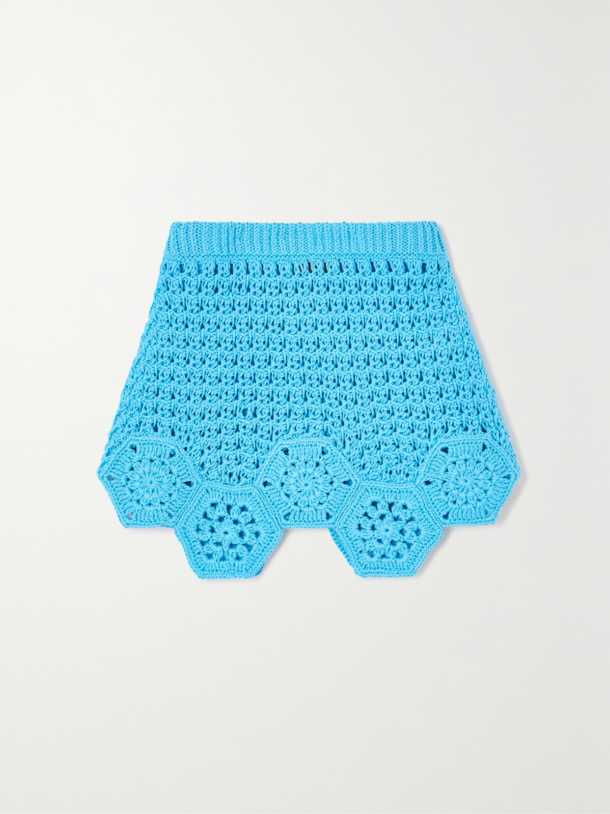 Alanui - Blooming Flowers Crocheted Cotton Mini Skirt - Blue