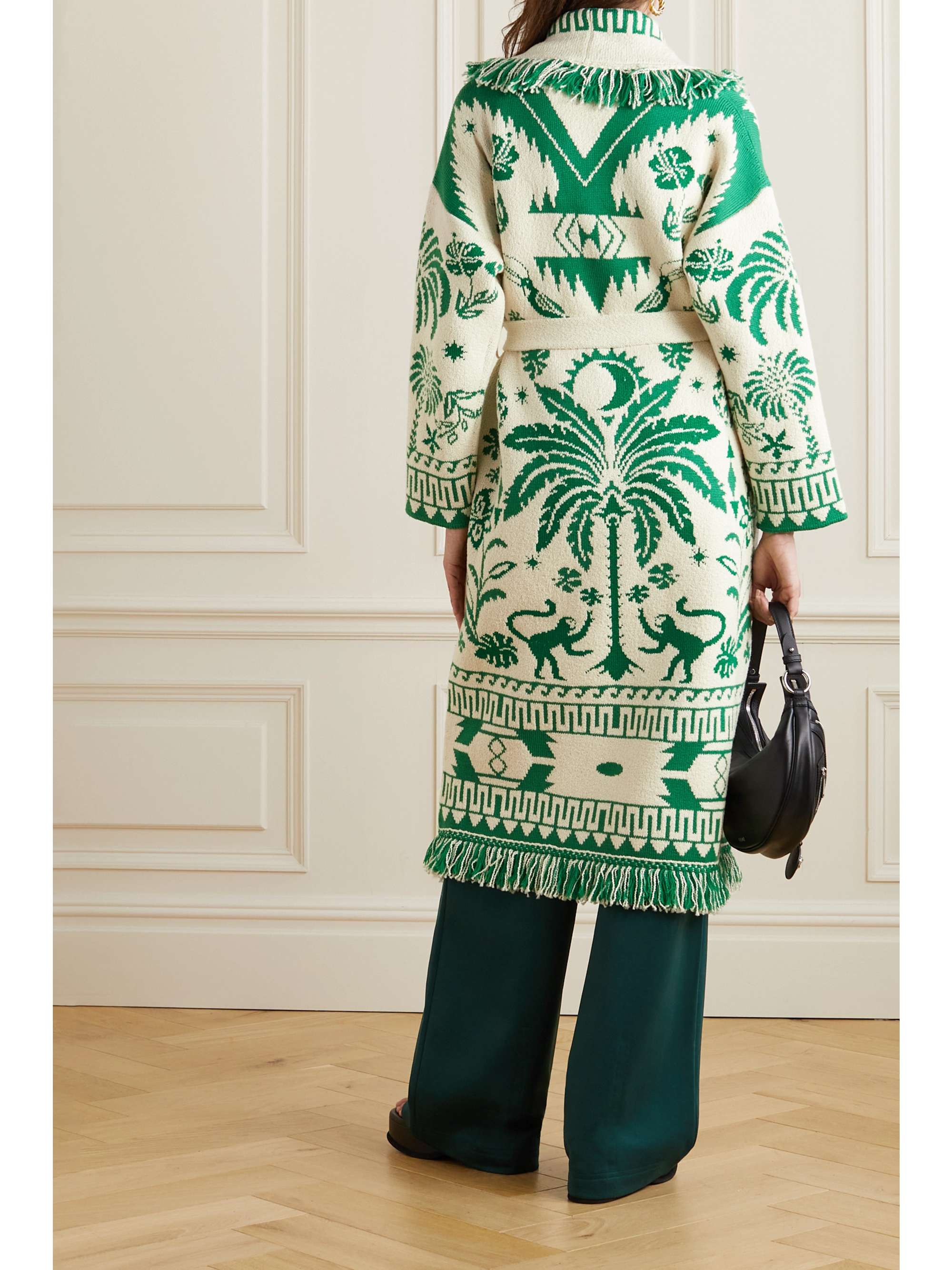 ALANUI The Explosion of Nature fringed wool and cotton-blend jacquard coat