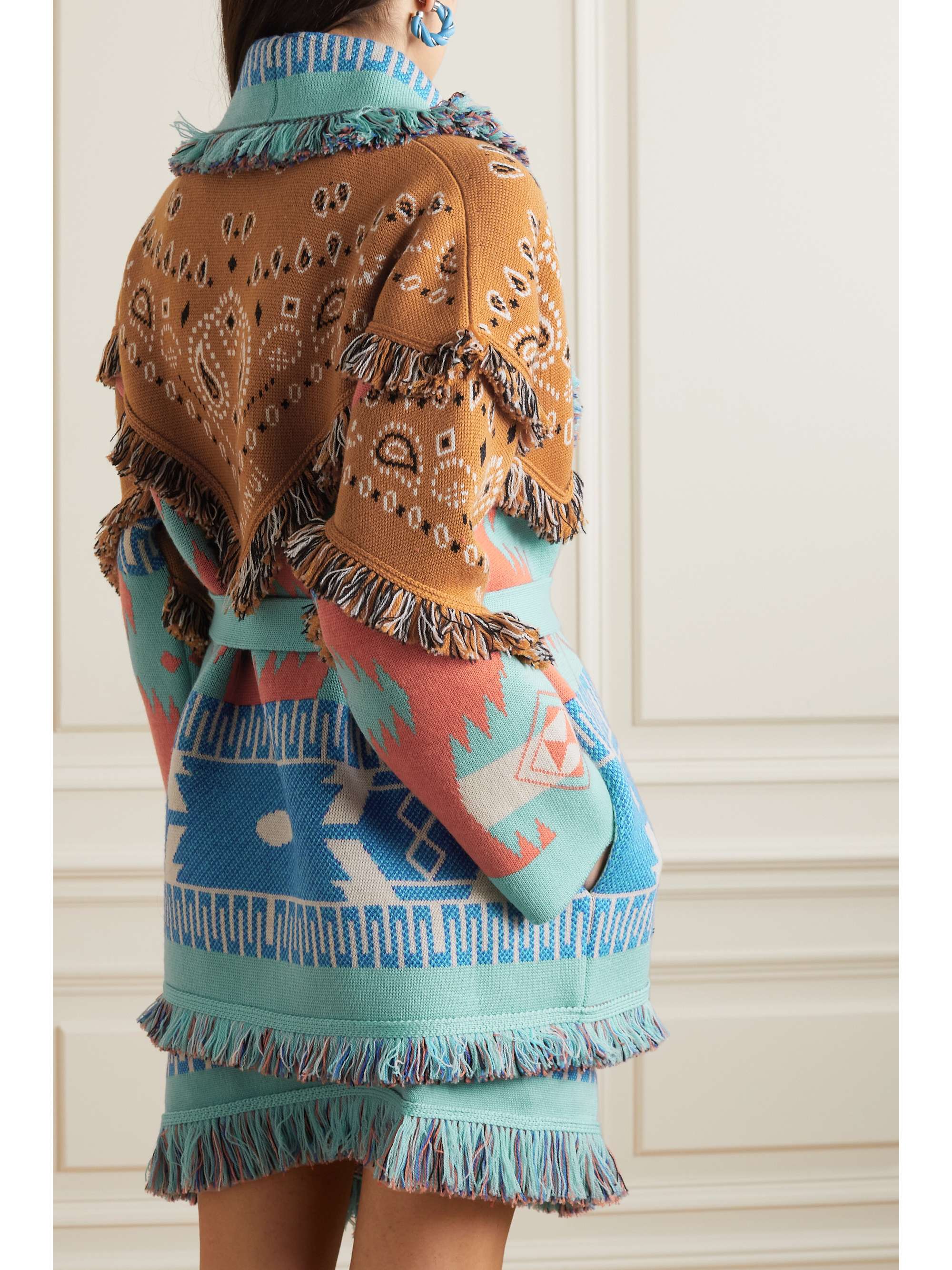 ALANUI Icon belted fringed wool-jacquard cardigan
