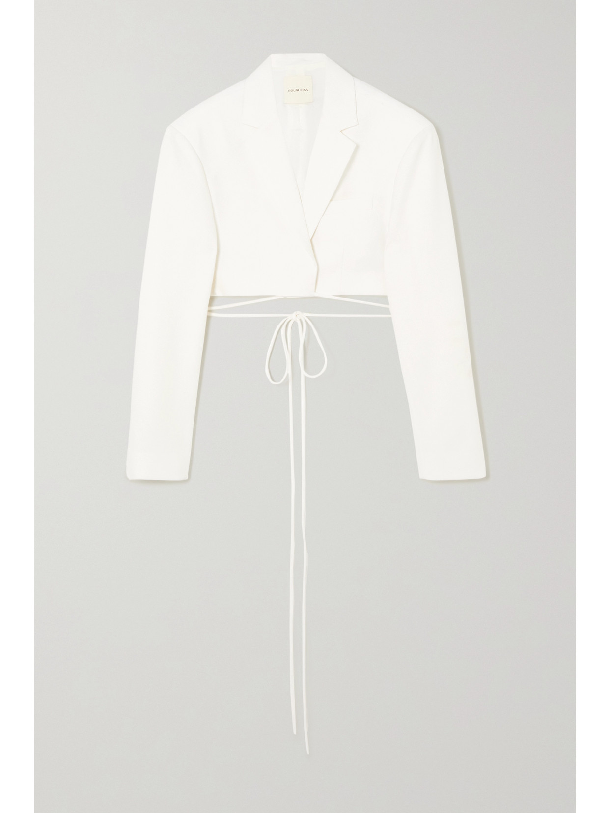 Bouguessa - Nahid Cropped Tie-detailed Grain De Poudre Blazer - Off-white