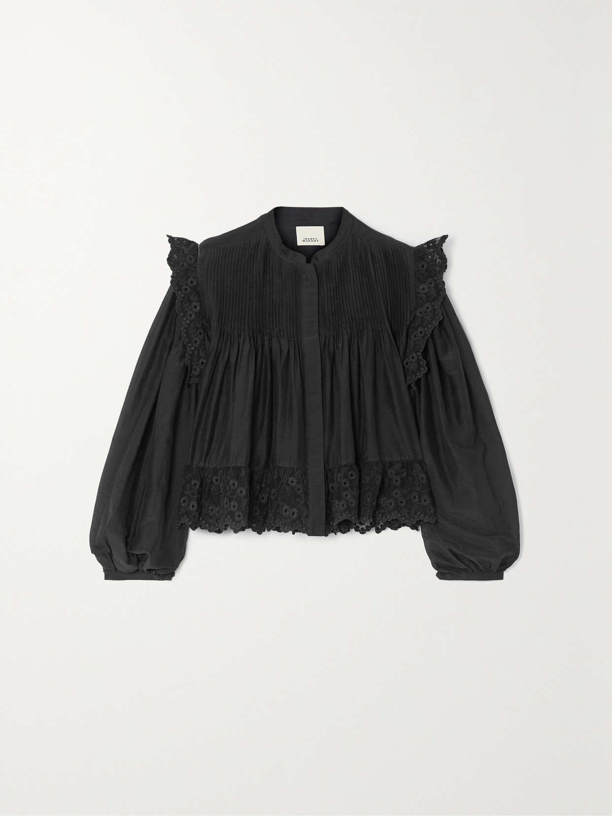 Isabel Marant - Mikia Lace-trimmed Cotton And Silk-blend Voile Blouse - Black