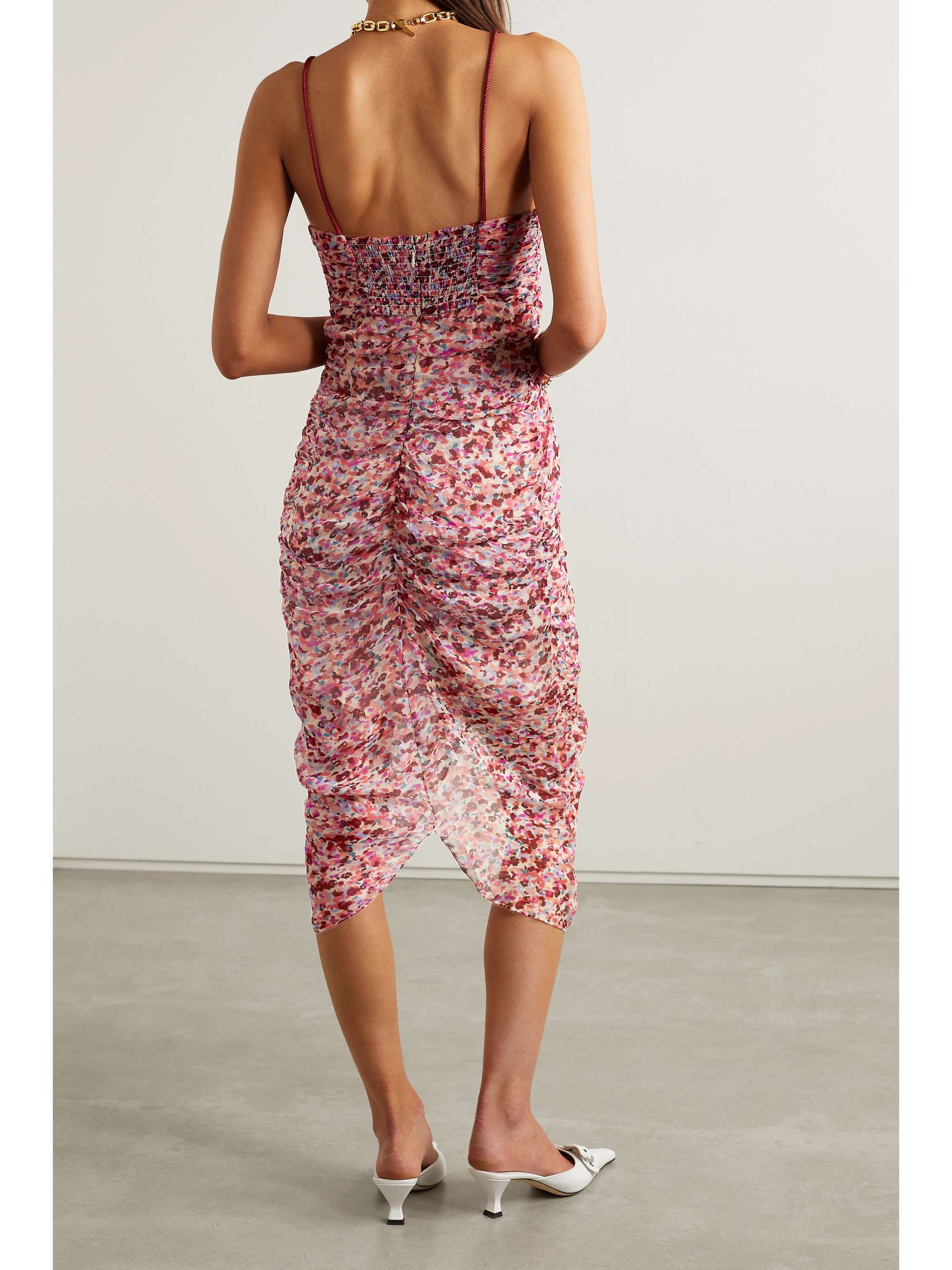 MARANT ÉTOILE Falone ruched printed chiffon midi dress