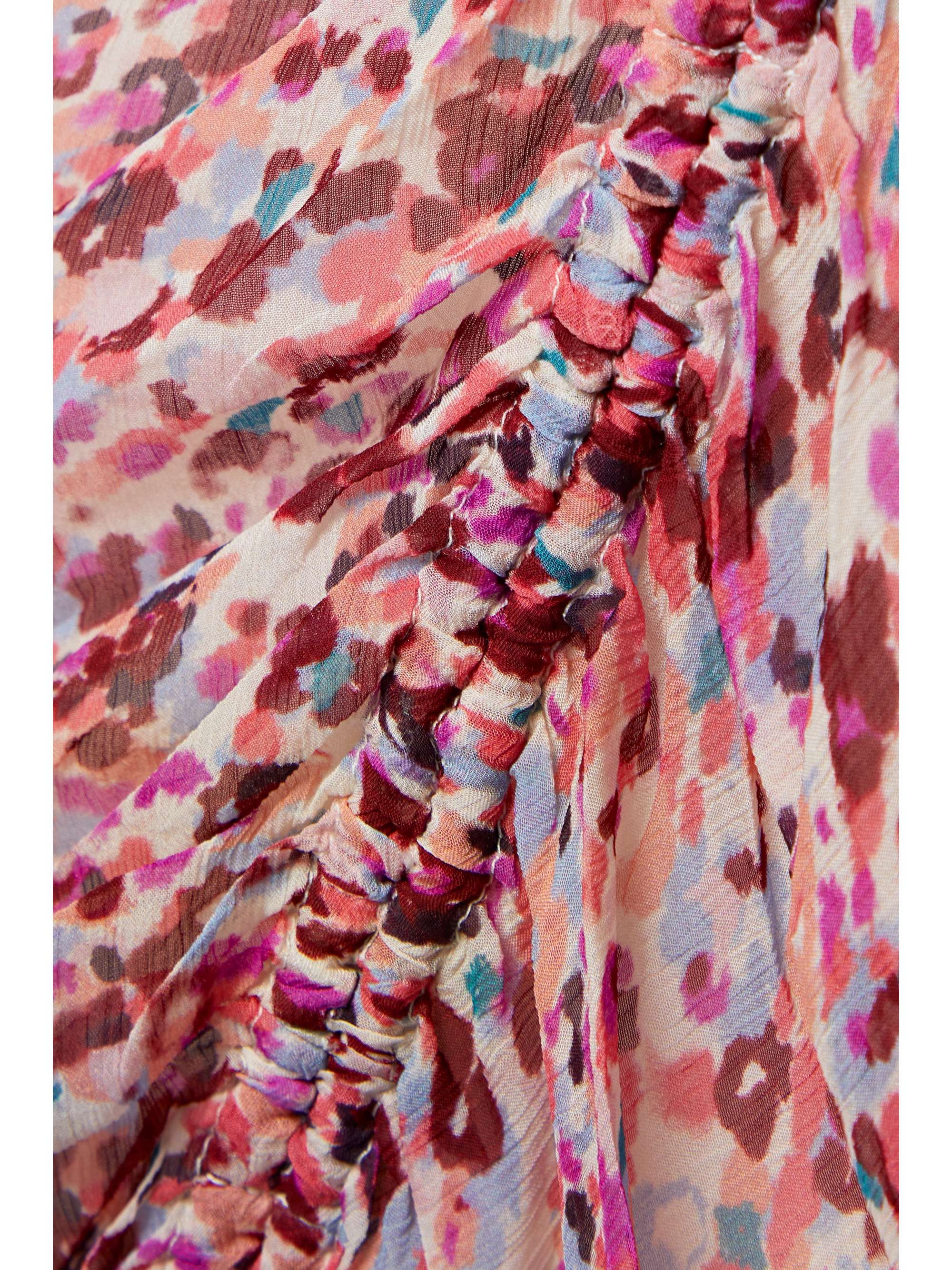 MARANT ÉTOILE Falone ruched printed chiffon midi dress