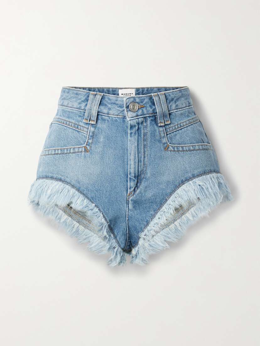 Marant Étoile Eneidao Frayed Denim Shorts