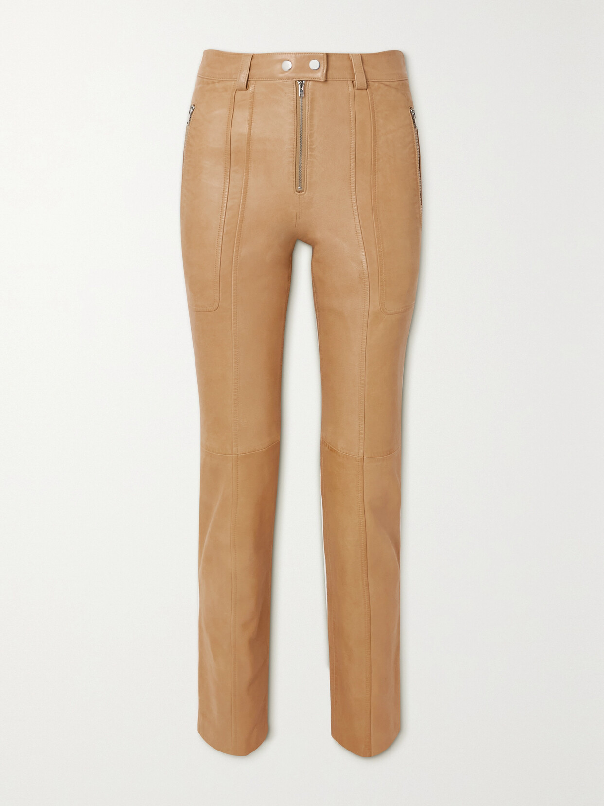 Isabel Marant - Anazia Paneled Leather Slim-leg Pants - Neutrals