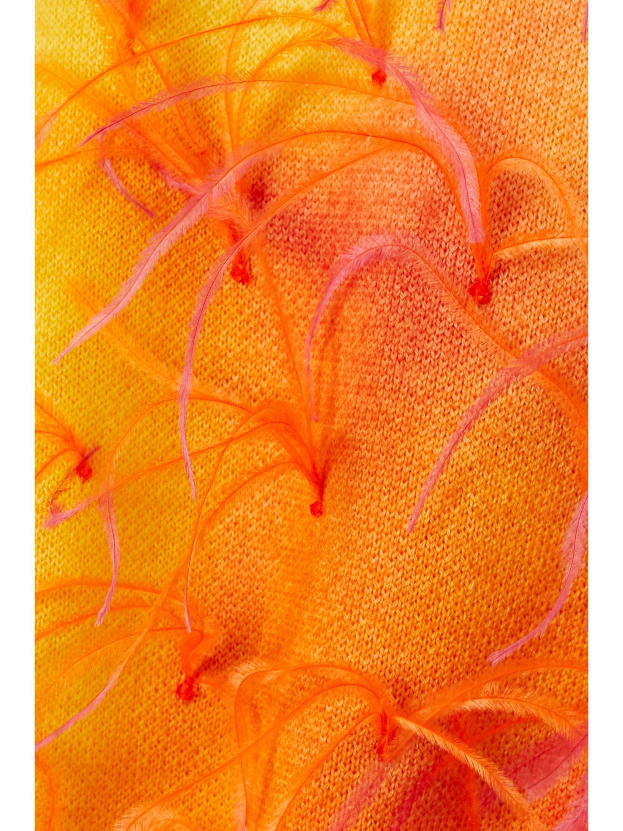 ALANUI Sunset belted feather-trimmed tie-dyed wool cardigan