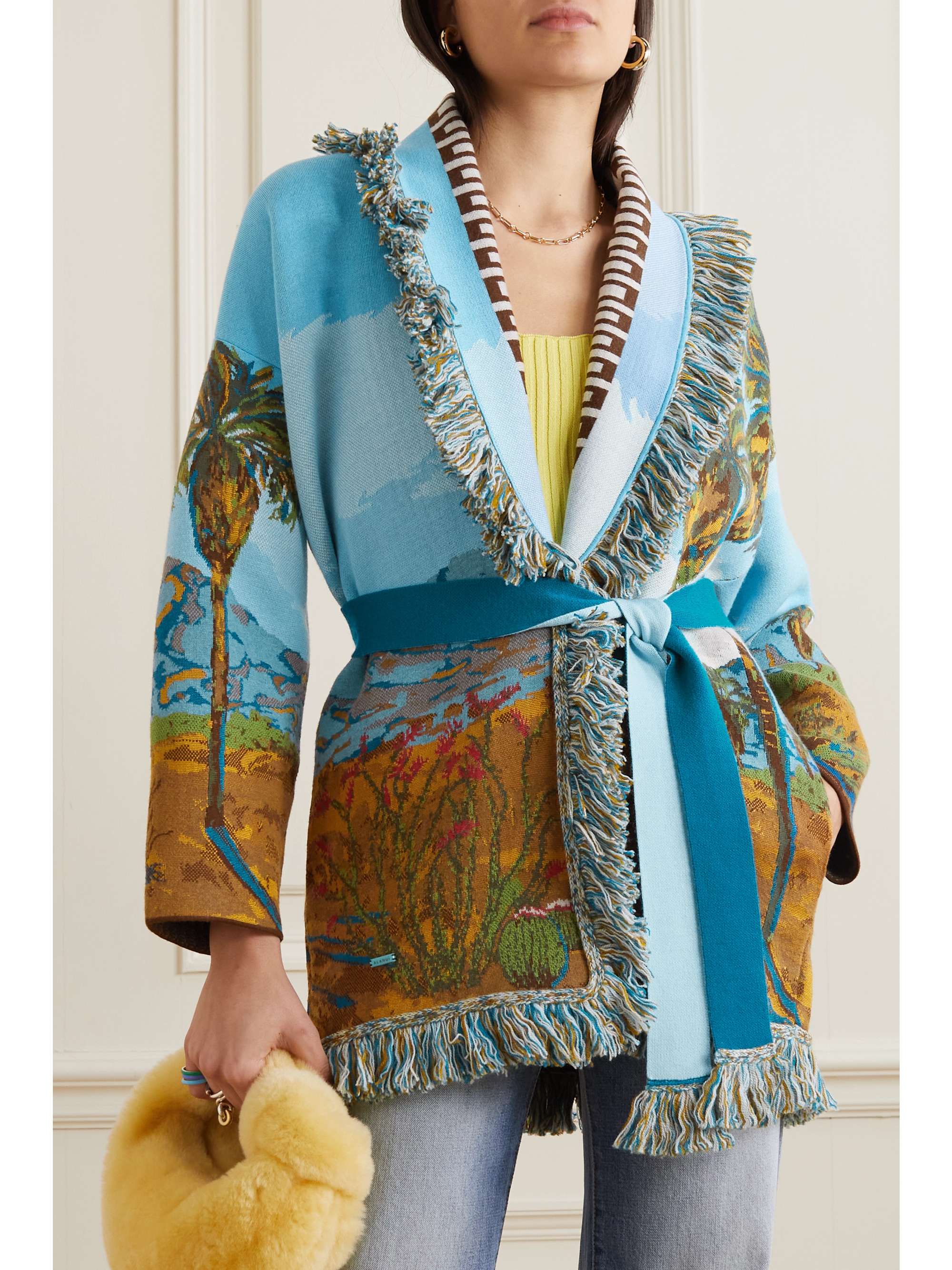 ALANUI Land of Dreams fringed cotton, wool and silk-blend jacquard cardigan