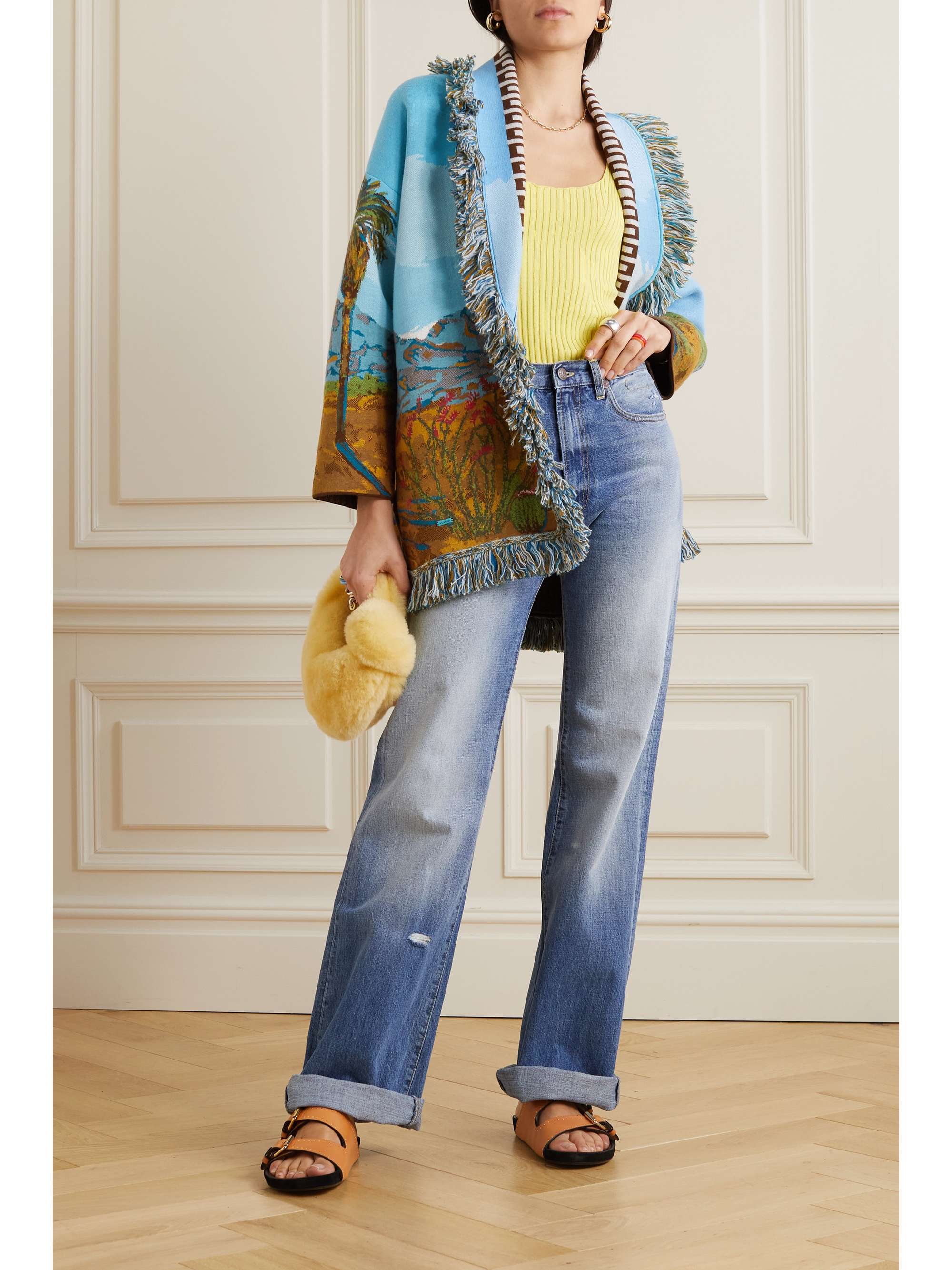 ALANUI Land of Dreams fringed cotton, wool and silk-blend jacquard cardigan