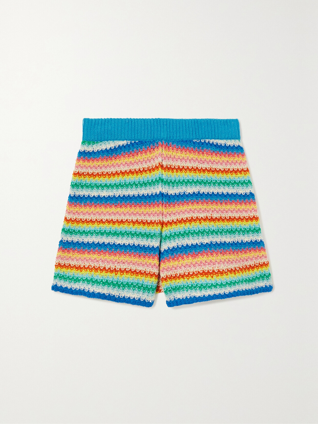 ALANUI OVER THE RAINBOW STRIPED CROCHETED COTTON SHORTS