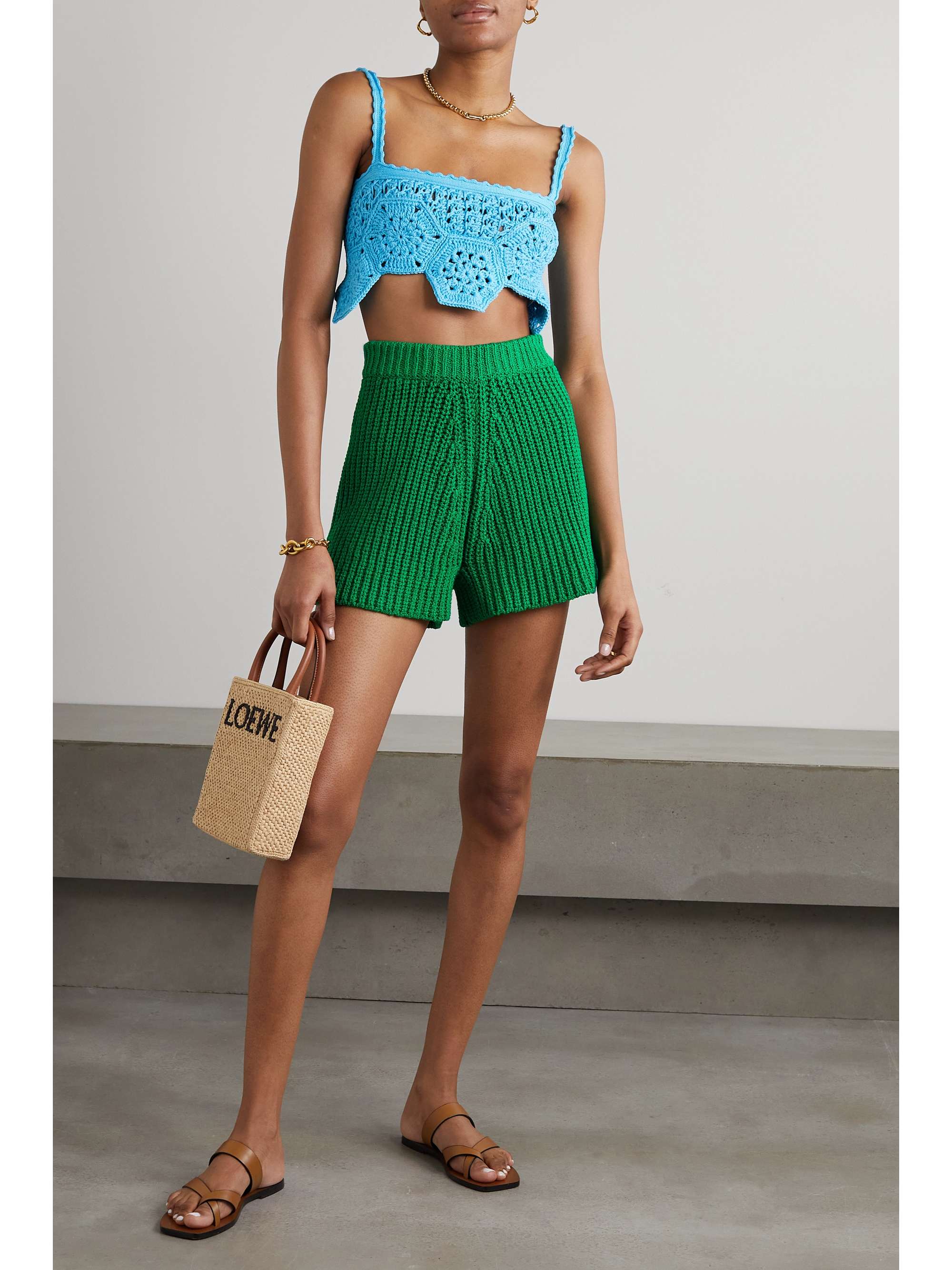 ALANUI Palm Springs ribbed cotton shorts