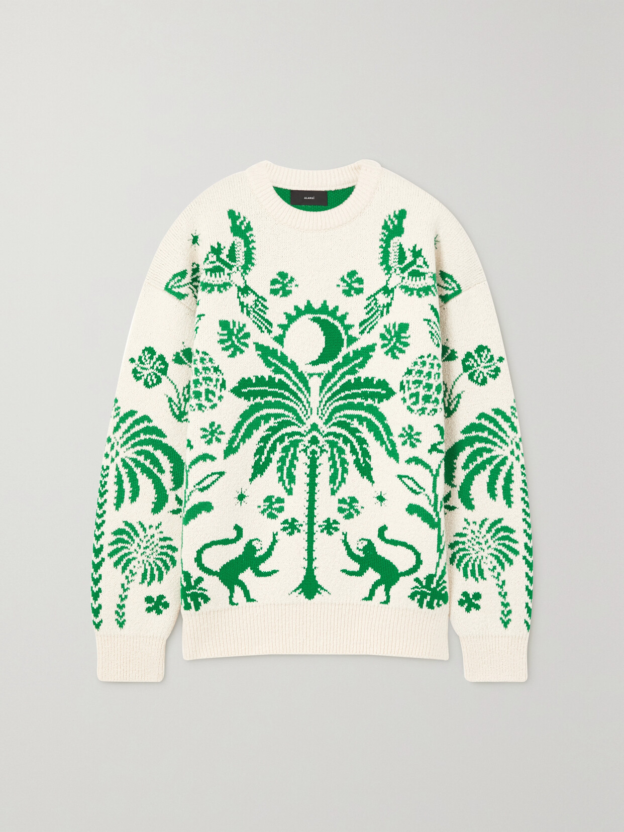 Alanui - Explosion Of Nature Jacquard-knit Cotton And Wool-blend Sweater - Off-white