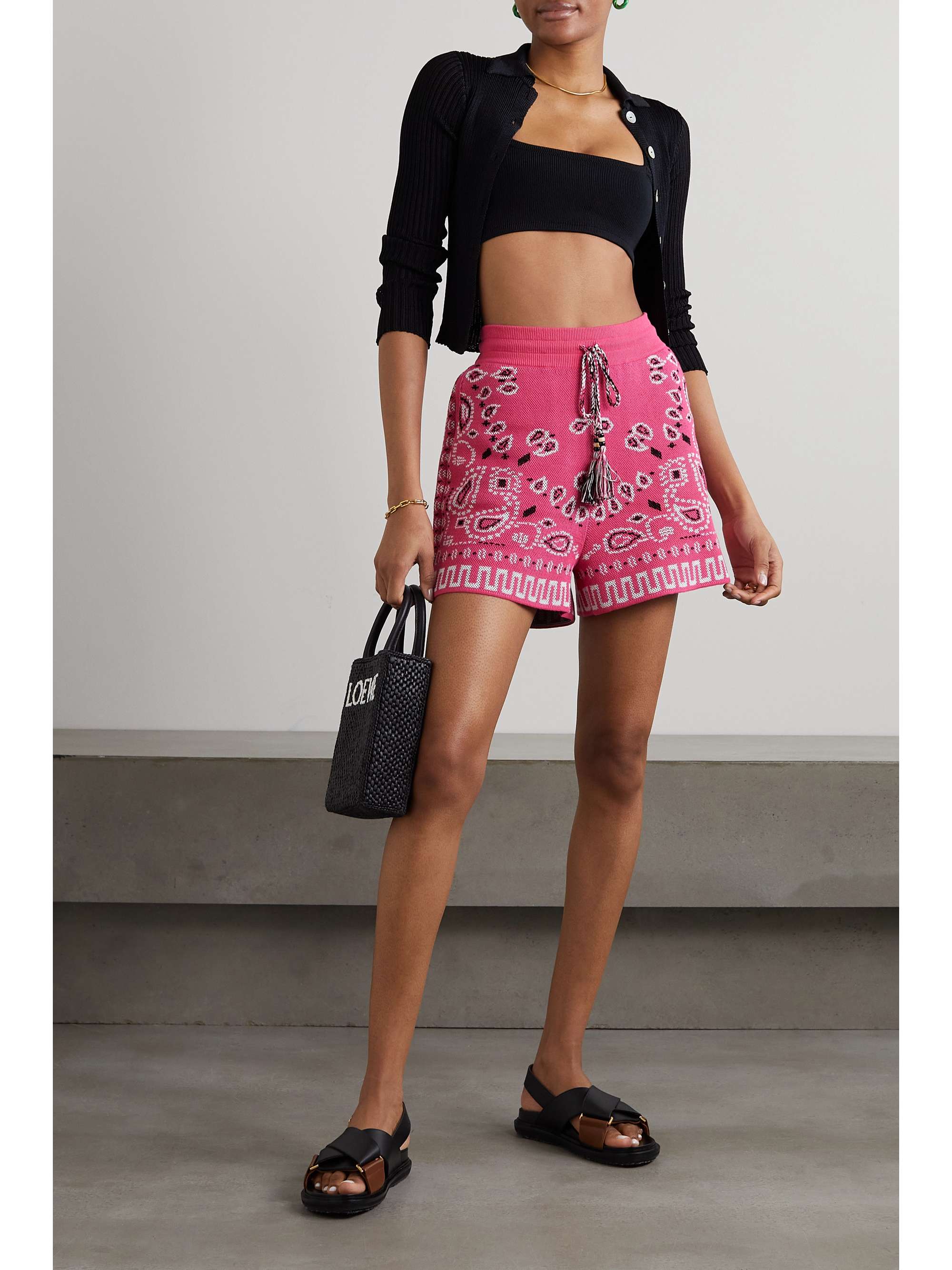 ALANUI Bandana cotton-blend jacquard shorts