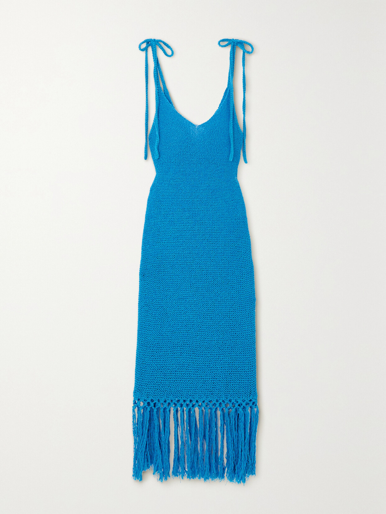 Alanui - Sunset At The Beach Fringed Crocheted Cotton Midi Dress - Blue