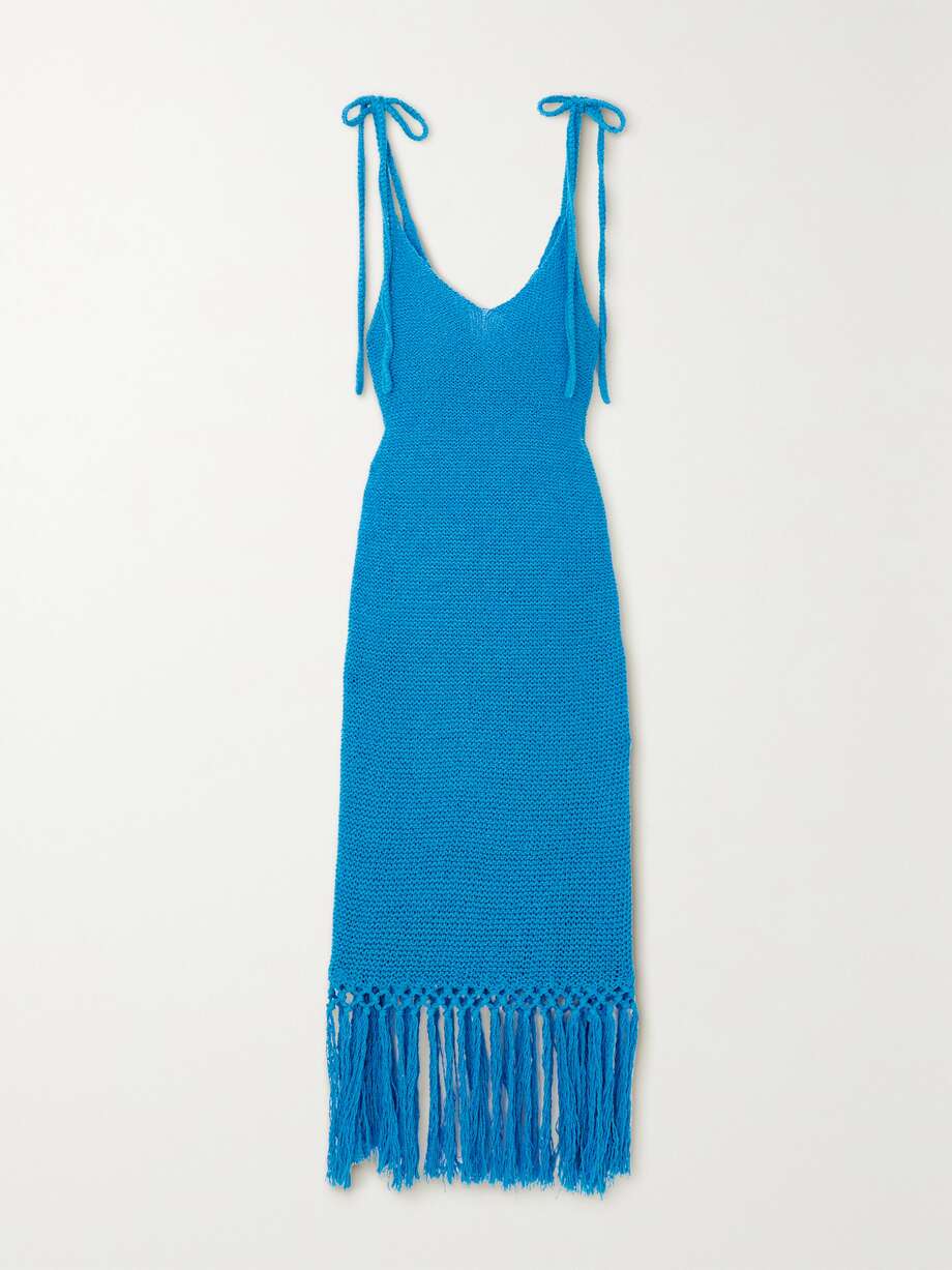 net-a-porter.com | Sunset At The Beach fringed crocheted cotton midi dress