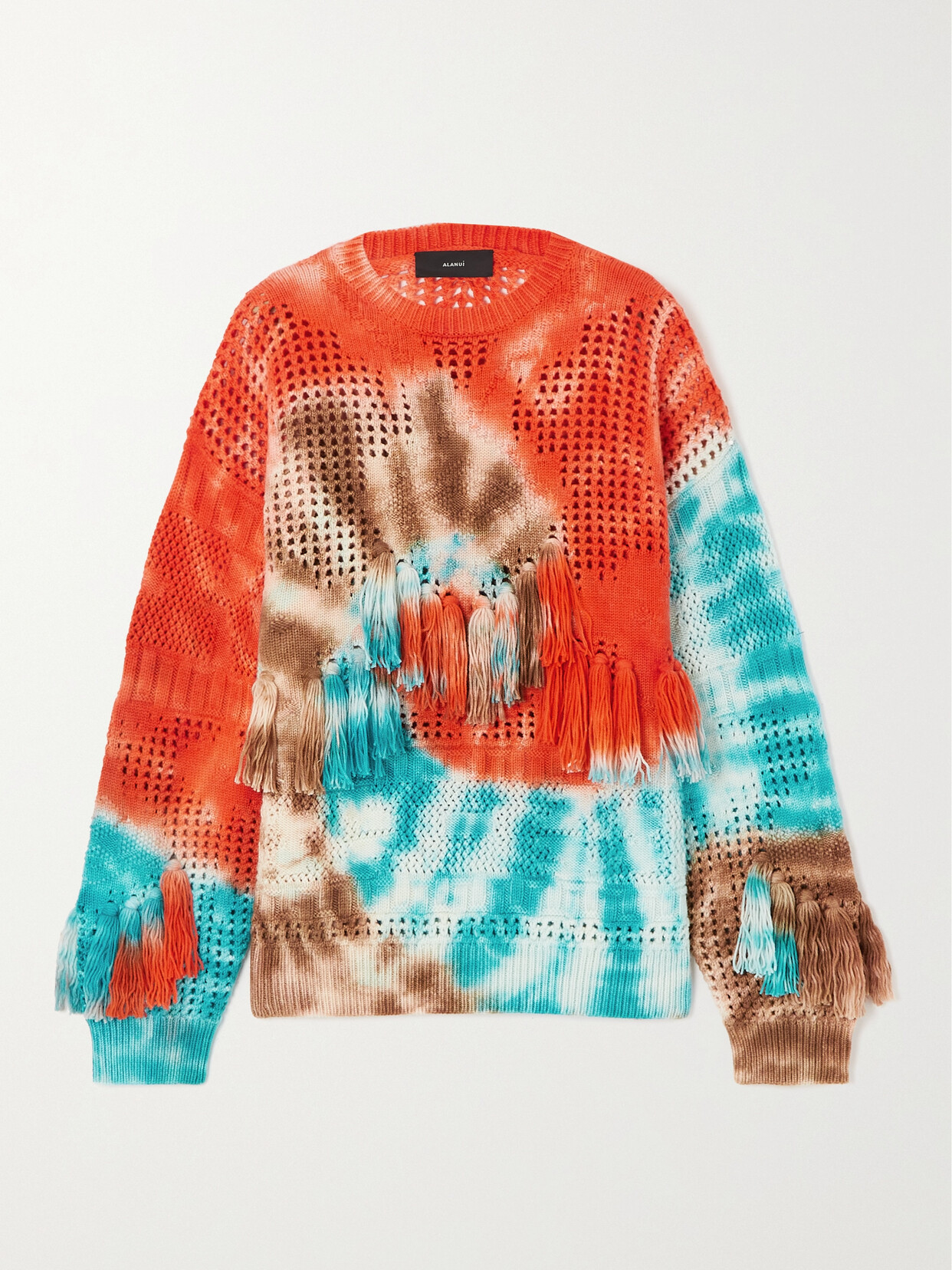 Alanui - California Dreaming Net Tasseled Tie-dyed Wool Sweater - Orange