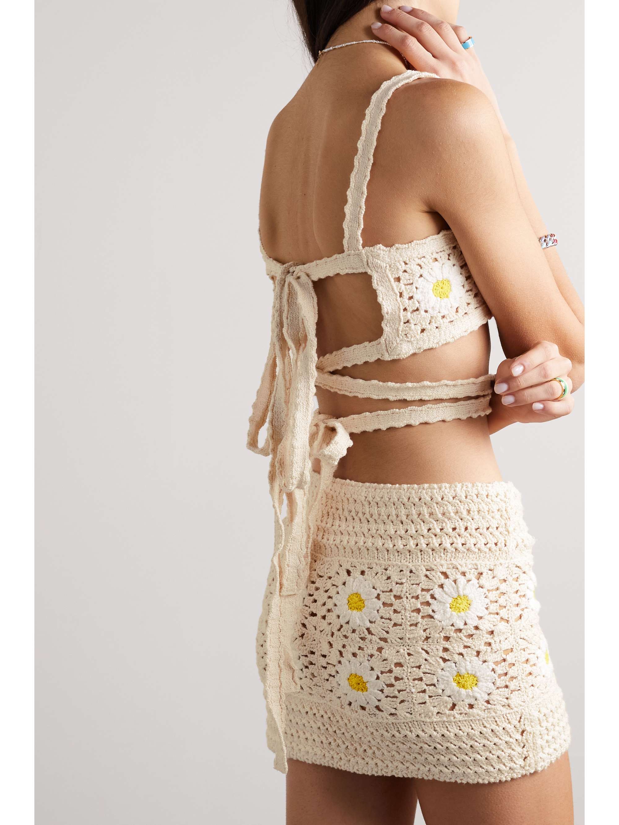 ALANUI Daisy lace-up crocheted cotton bralette
